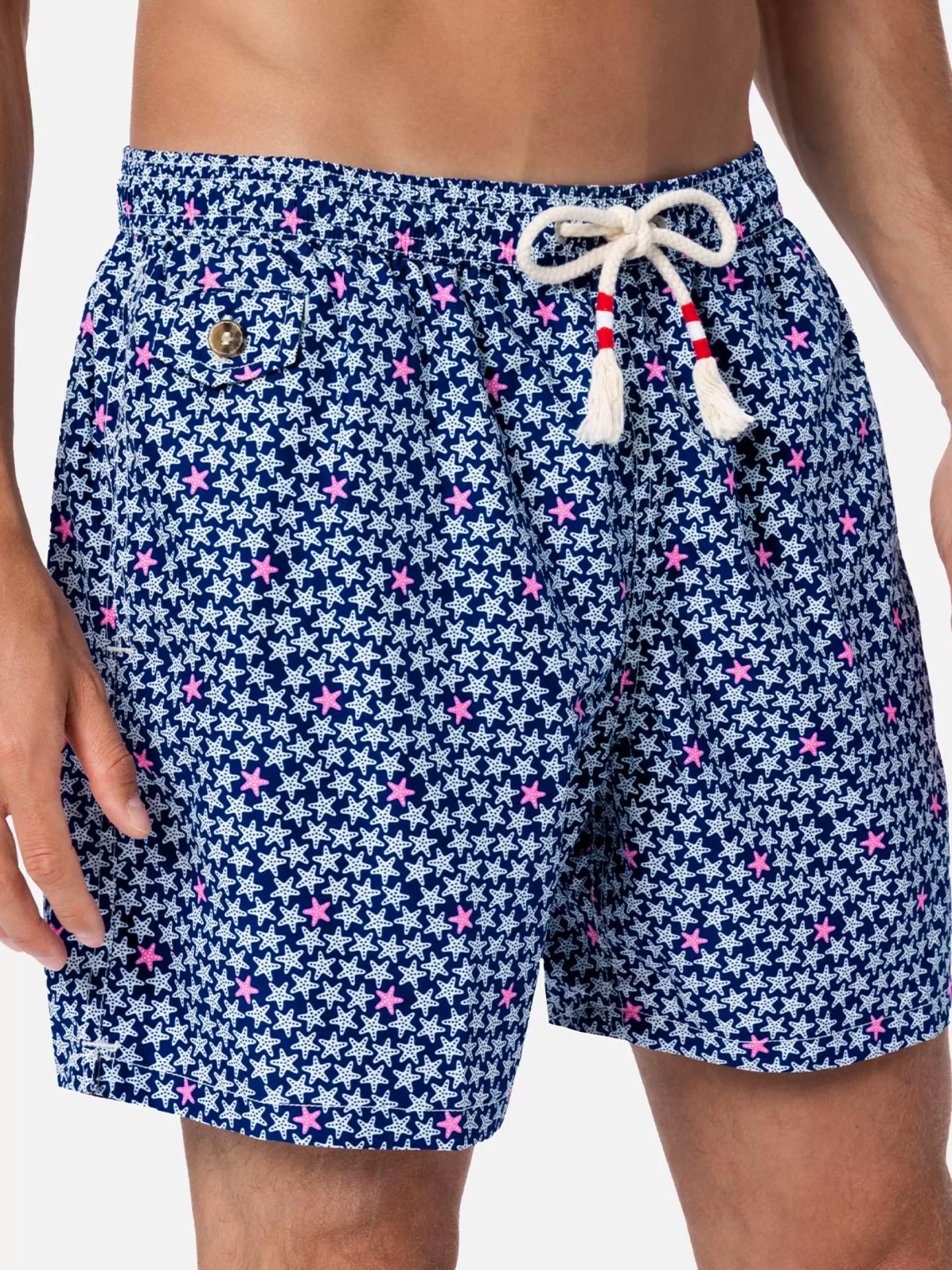 Shop Costume da bagno da uomo in tessuto leggero Lighting 70 con stampa stelle marine Uomo Costumi Mare Microfantasia | Tessuto Leggero