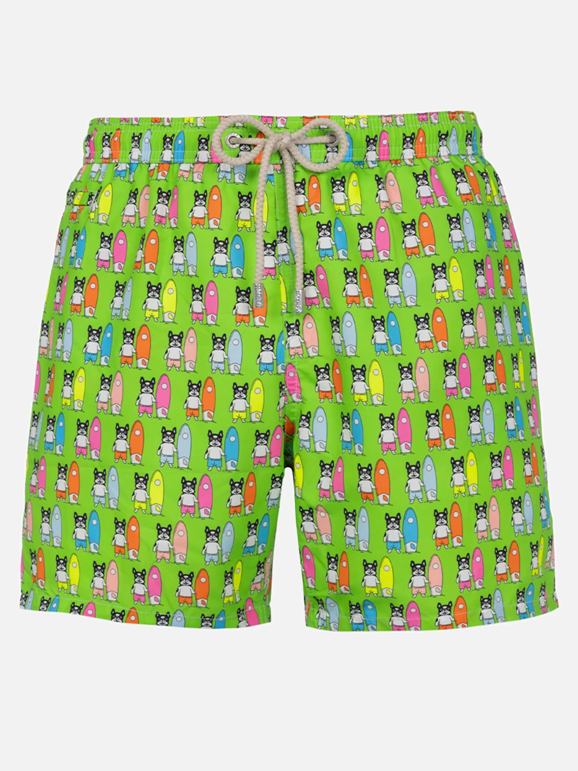 Outlet Costume da bagno da uomo in tessuto leggero Lighting Micro Fantasy con stampa cani surfisti Uomo Costumi Mare Microfantasia | Tessuto Leggero
