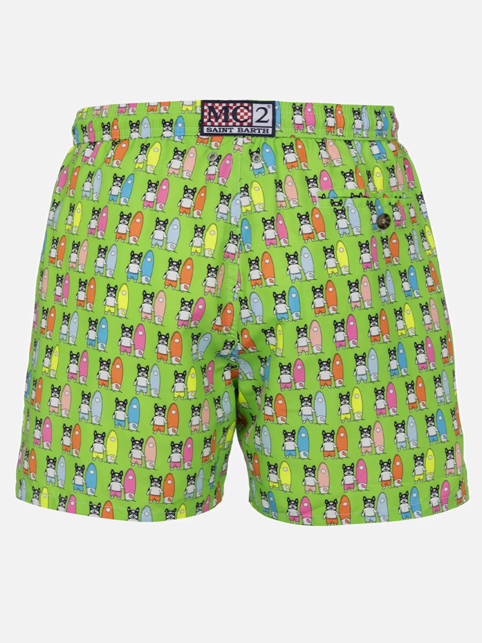 Outlet Costume da bagno da uomo in tessuto leggero Lighting Micro Fantasy con stampa cani surfisti Uomo Costumi Mare Microfantasia | Tessuto Leggero