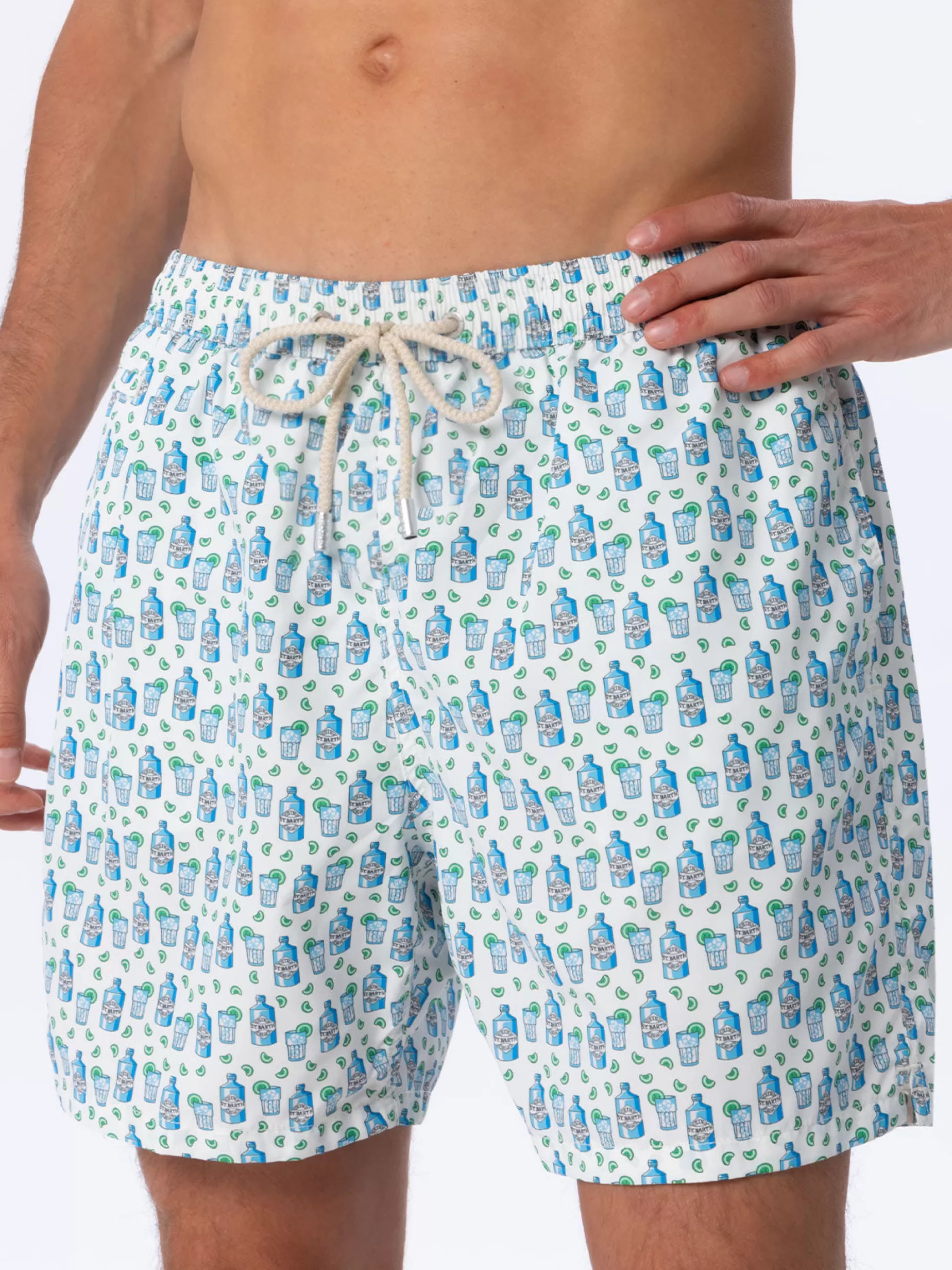 Shop Costume da bagno da uomo in tessuto leggero Lighting Micro Fantasy con stampa gin tonic Uomo Costumi Mare Microfantasia | Tessuto Leggero