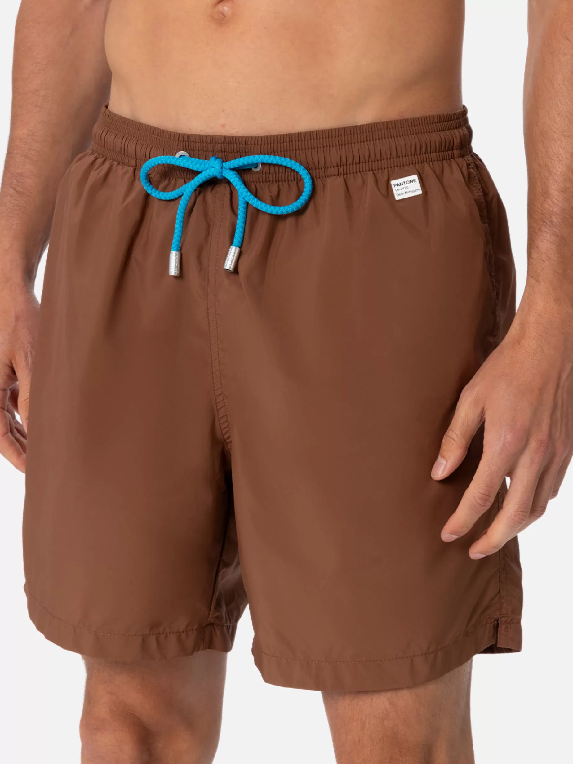 Fashion Costume da bagno da uomo in tessuto leggero marrone Lighting Pantone | EDIZIONE SPECIALE PANTONE Uomo Costumi Mare Tinta Unita | Tessuto Leggero