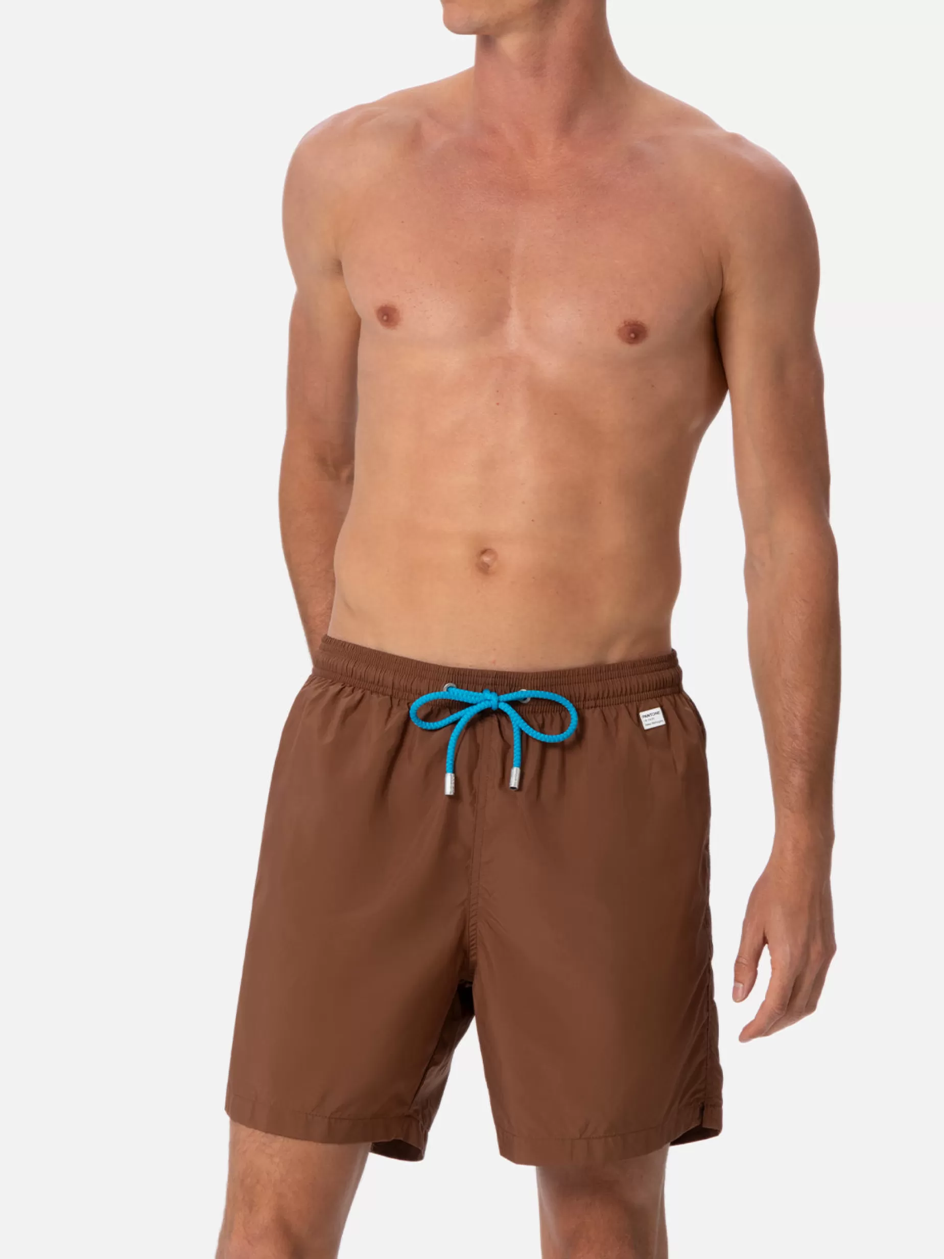 Fashion Costume da bagno da uomo in tessuto leggero marrone Lighting Pantone | EDIZIONE SPECIALE PANTONE Uomo Costumi Mare Tinta Unita | Tessuto Leggero