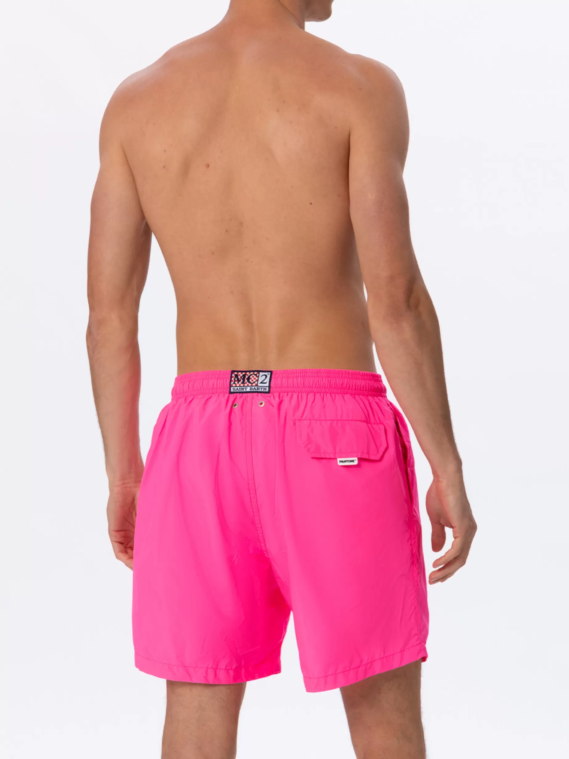 Shop Costume da bagno da uomo in tessuto leggero rosa fluo Lighting Pantone | EDIZIONE SPECIALE PANTONE Uomo Costumi Mare Tinta Unita | Tessuto Leggero