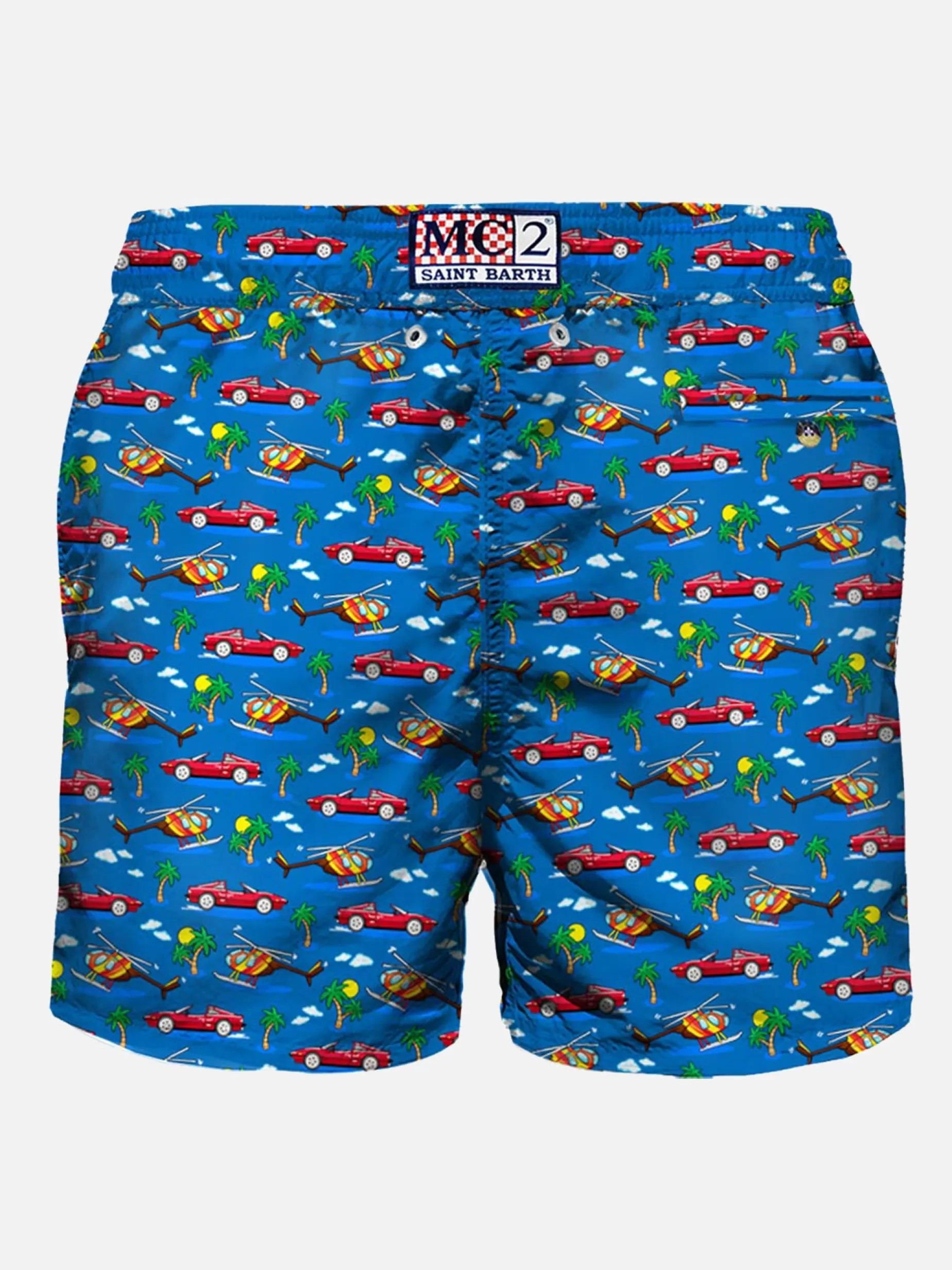 Hot Costume da bagno da uomo in tessuto leggero stampa automobili Uomo Costumi Mare Microfantasia | Tessuto Leggero