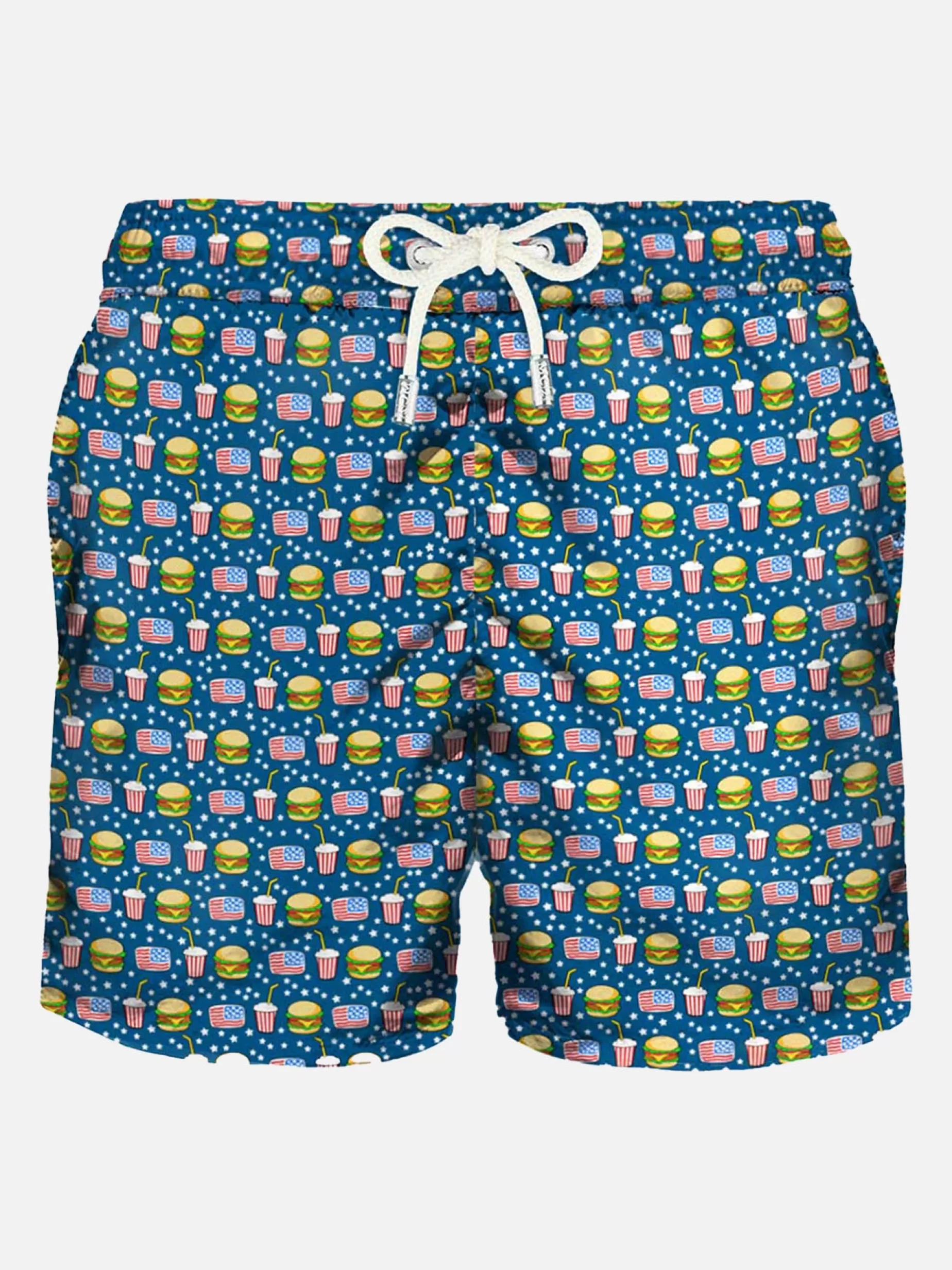 Store Costume da bagno da uomo in tessuto leggero stampa fast food Uomo Costumi Mare Microfantasia | Tessuto Leggero