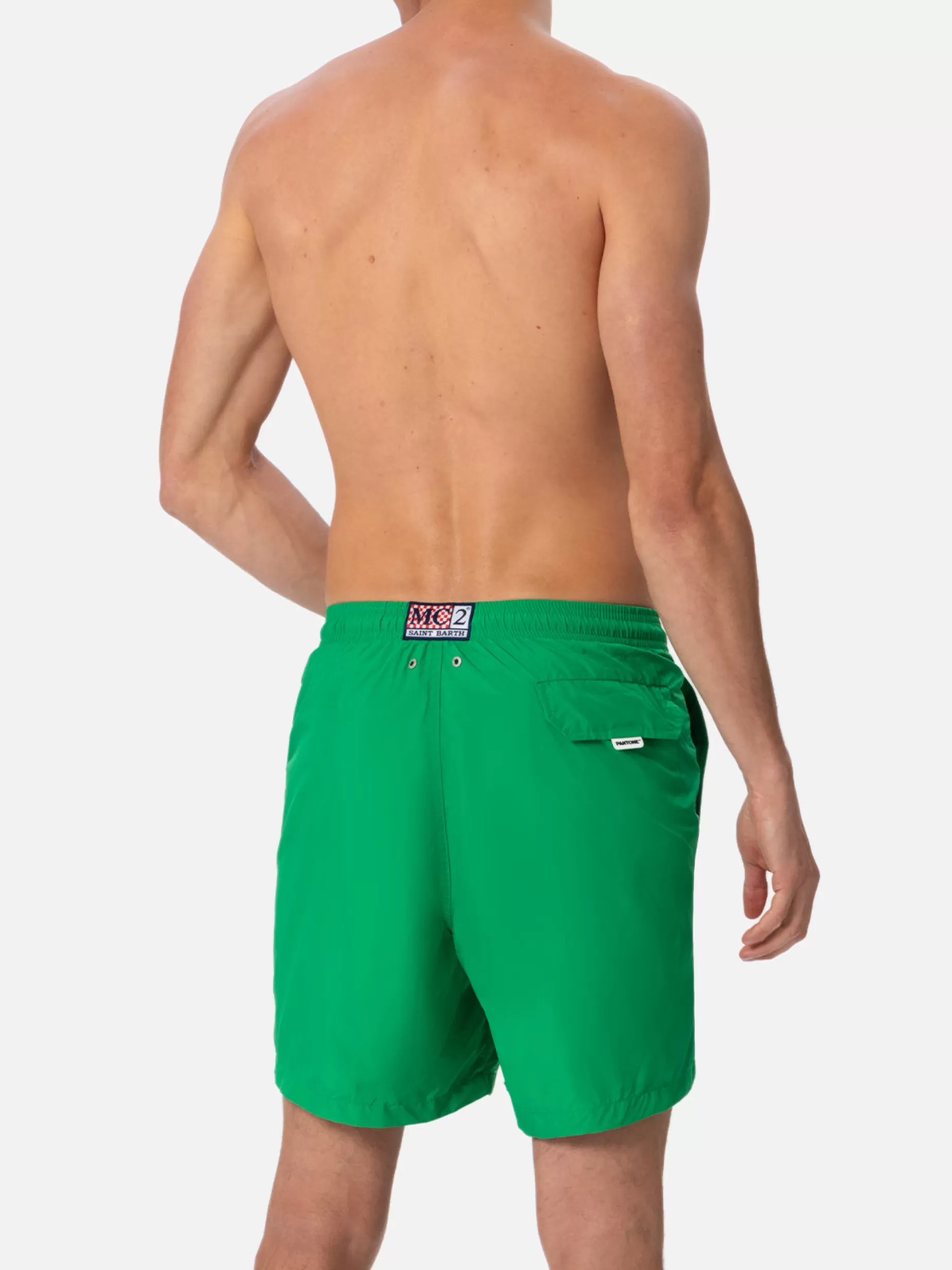 Hot Costume da bagno da uomo in tessuto leggero verde erba Lighting Pantone | EDIZIONE SPECIALE PANTONE Uomo Costumi Mare Tinta Unita | Tessuto Leggero