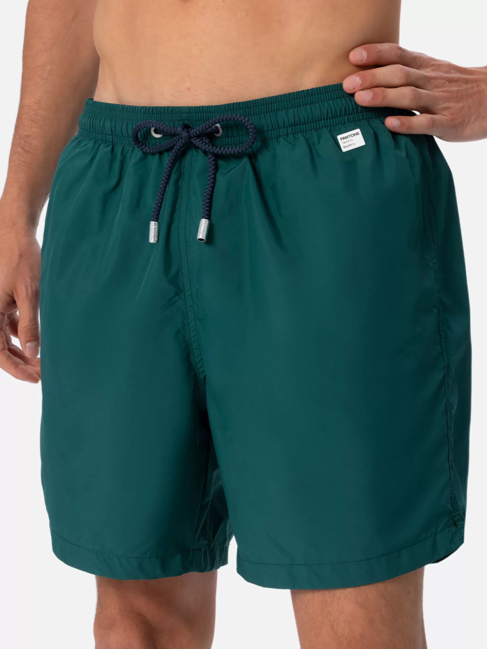New Costume da bagno da uomo in tessuto leggero verde inglese Lighting Pantone | EDIZIONE SPECIALE PANTONE Uomo Costumi Mare Tinta Unita | Tessuto Leggero
