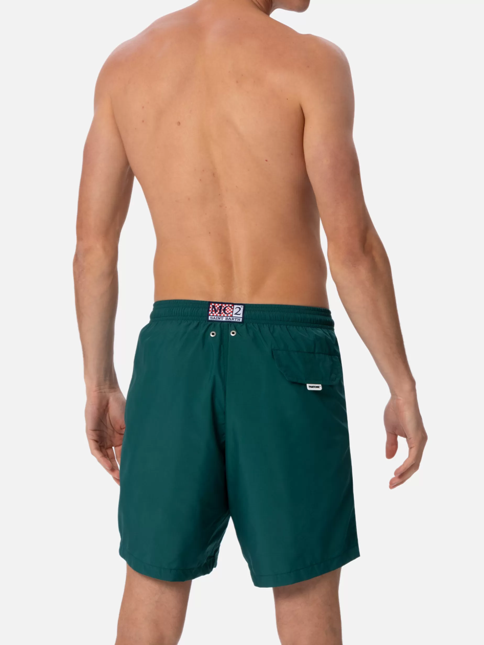New Costume da bagno da uomo in tessuto leggero verde inglese Lighting Pantone | EDIZIONE SPECIALE PANTONE Uomo Costumi Mare Tinta Unita | Tessuto Leggero