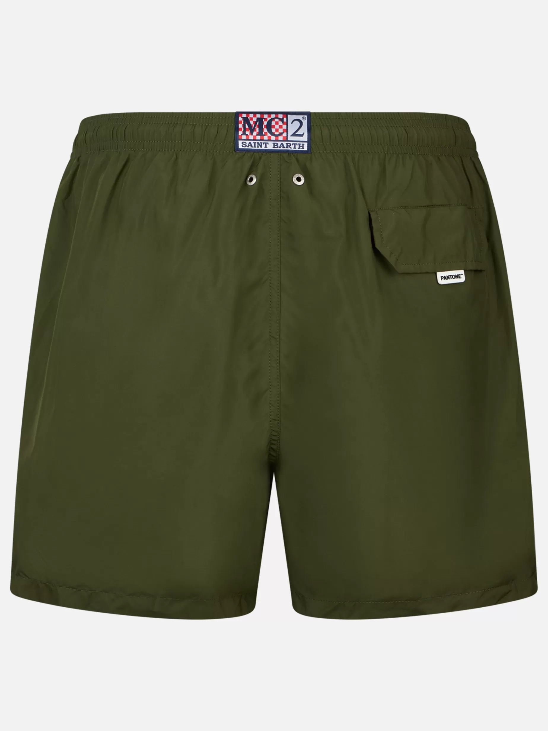 Clearance Costume da bagno da uomo in tessuto leggero verde militare Lighting Pantone | EDIZIONE SPECIALE PANTONE Uomo Costumi Mare Tinta Unita | Tessuto Leggero