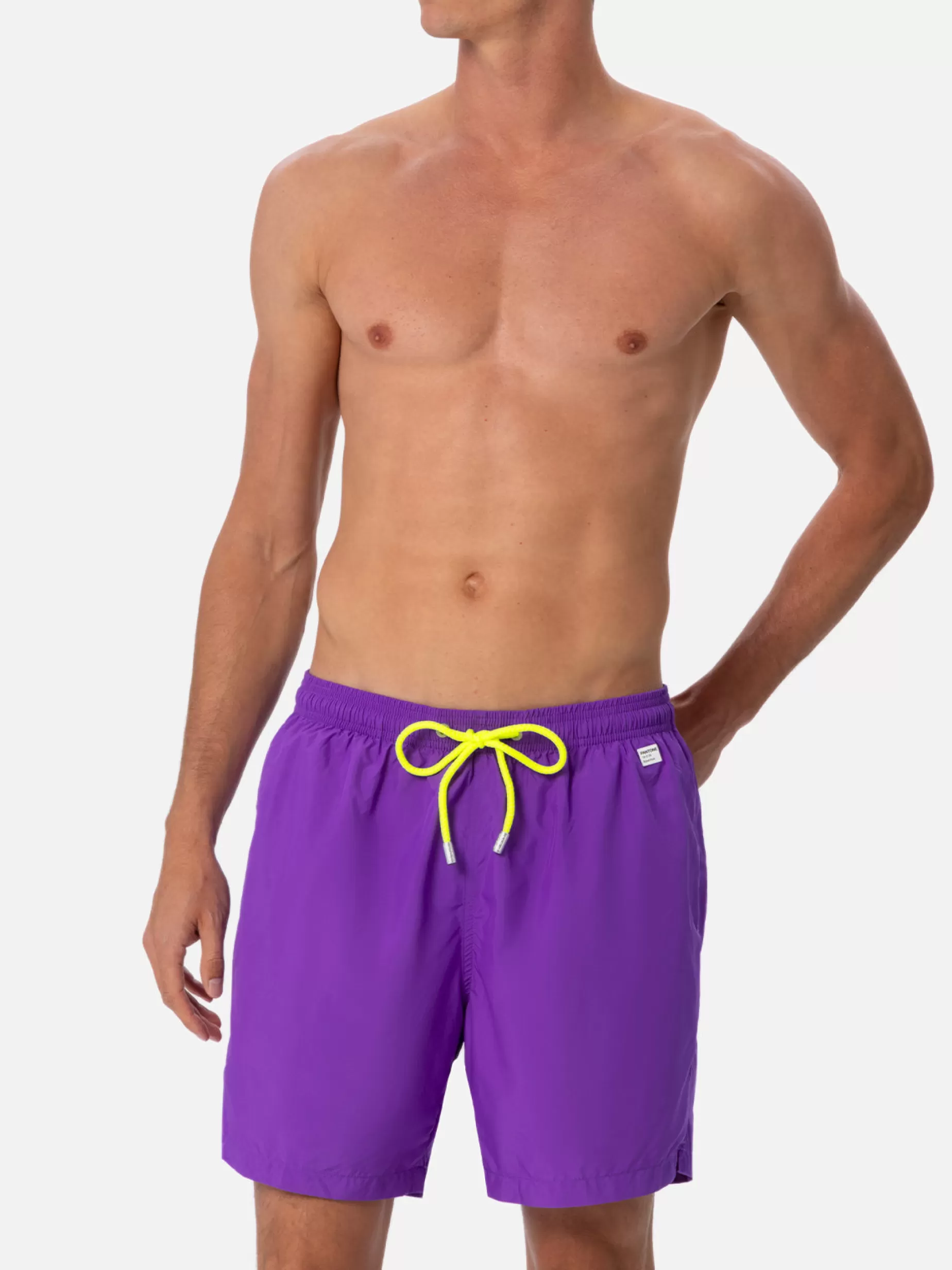 Hot Costume da bagno da uomo in tessuto leggero viola Lighting Pantone | EDIZIONE SPECIALE PANTONE Uomo Costumi Mare Tinta Unita | Tessuto Leggero