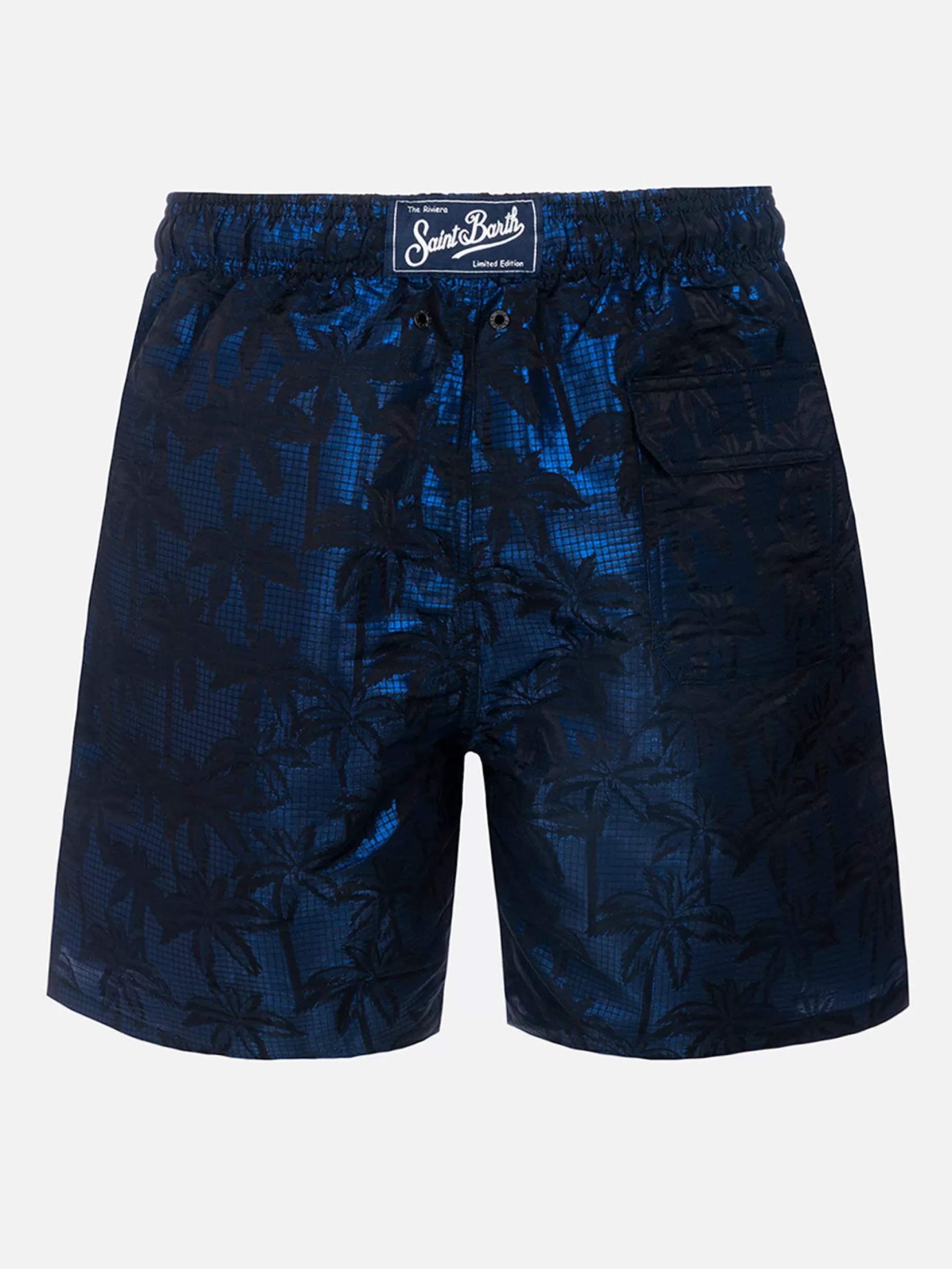 Shop Costume da bagno da uomo in tessuto ripstop Harbour The Riviera con stampa jacquard palme Uomo Costumi Mare Stampati