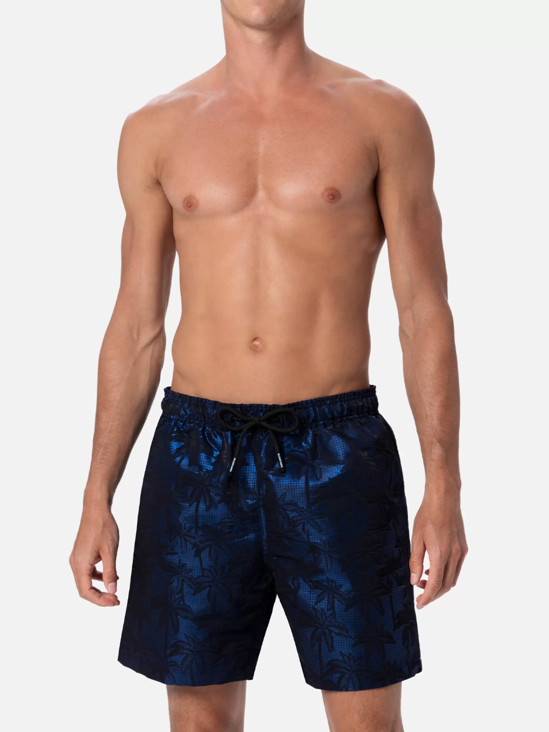 Shop Costume da bagno da uomo in tessuto ripstop Harbour The Riviera con stampa jacquard palme Uomo Costumi Mare Stampati