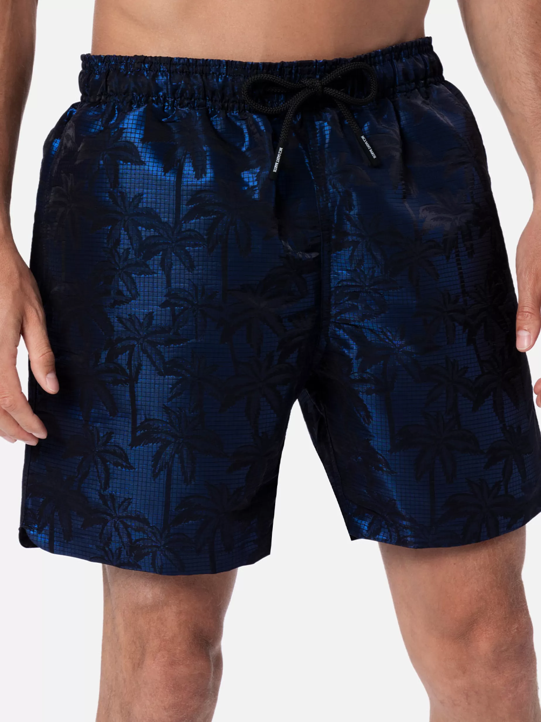 Shop Costume da bagno da uomo in tessuto ripstop Harbour The Riviera con stampa jacquard palme Uomo Costumi Mare Stampati