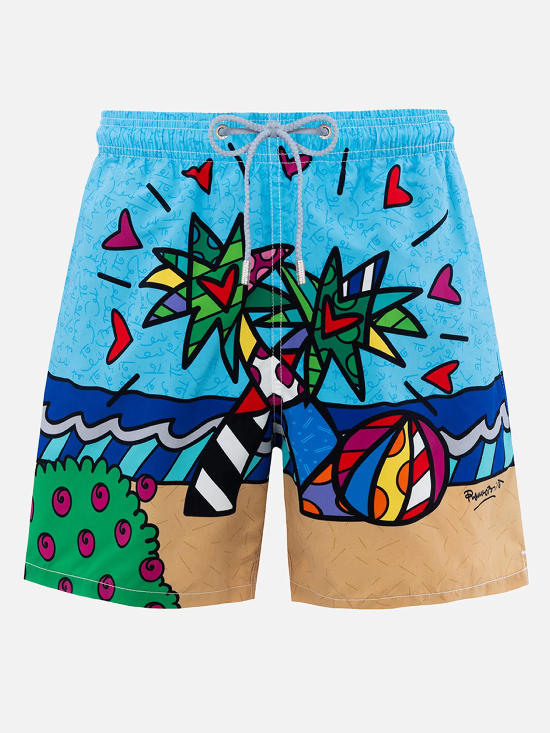 Cheap Costume da bagno da uomo lunghezza media Gustavia con stampa piazzata disegno Britto | EDIZIONE SPECIALE BRITTO Uomo Costumi Mare Stampati | Tessuto Mano Pesca