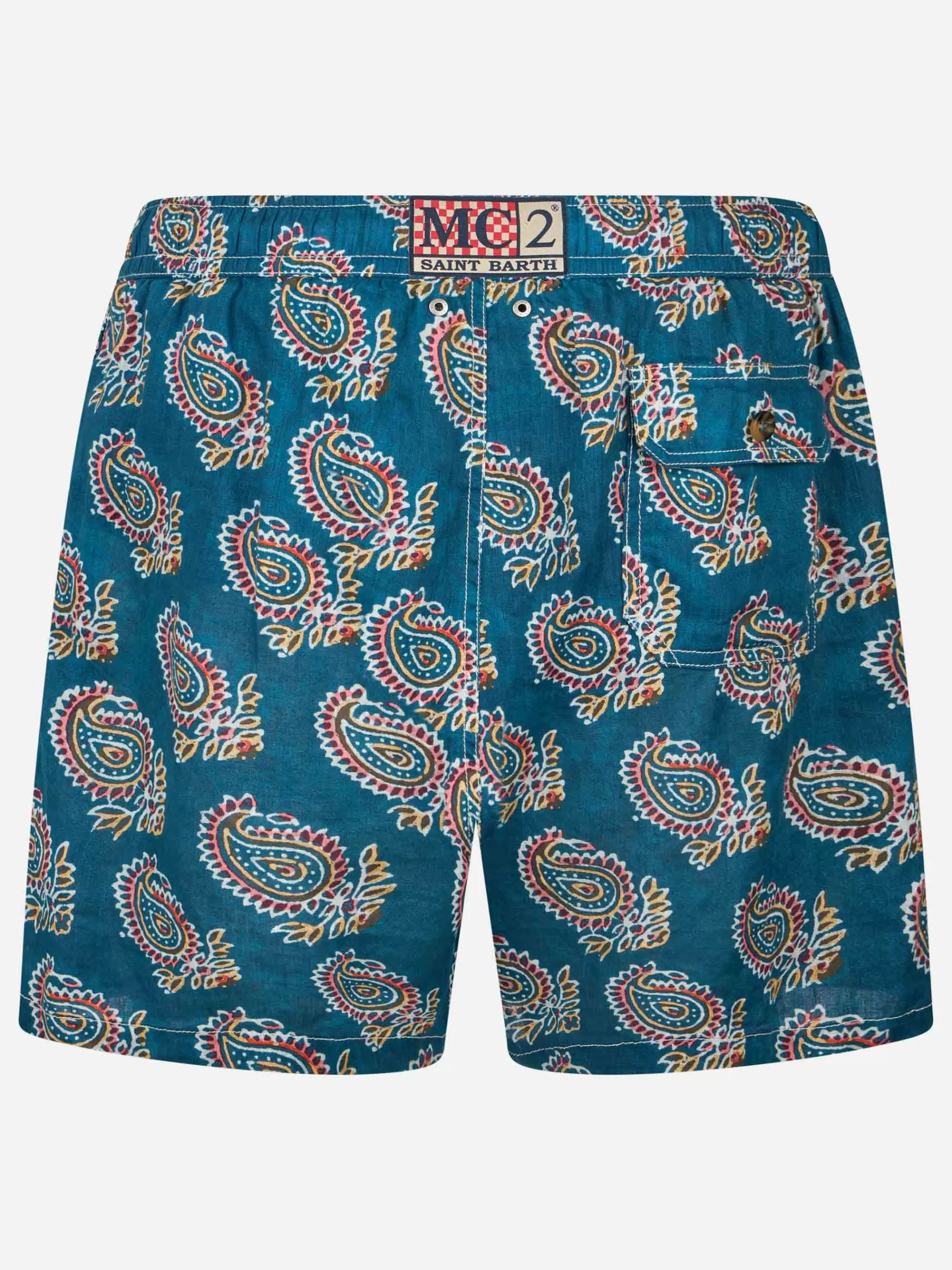 Sale Costume da bagno da uomo media lunghezza Gustavia in lino Uomo Costumi Mare Stampati | Tessuto Mano Pesca