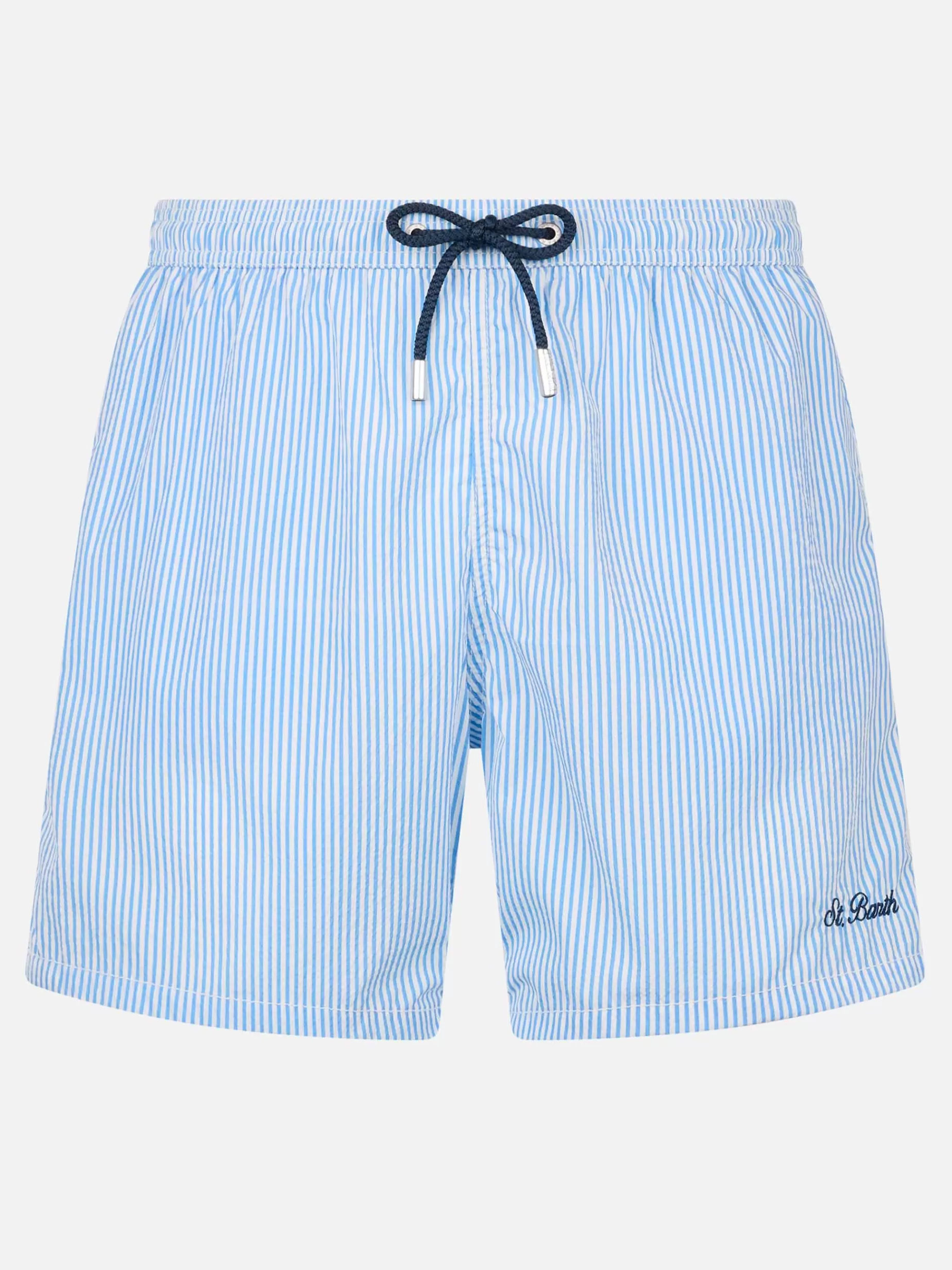 Store Costume da bagno da uomo Patmos a righe in seersucker Uomo Costumi Mare Microfantasia | Beachwear