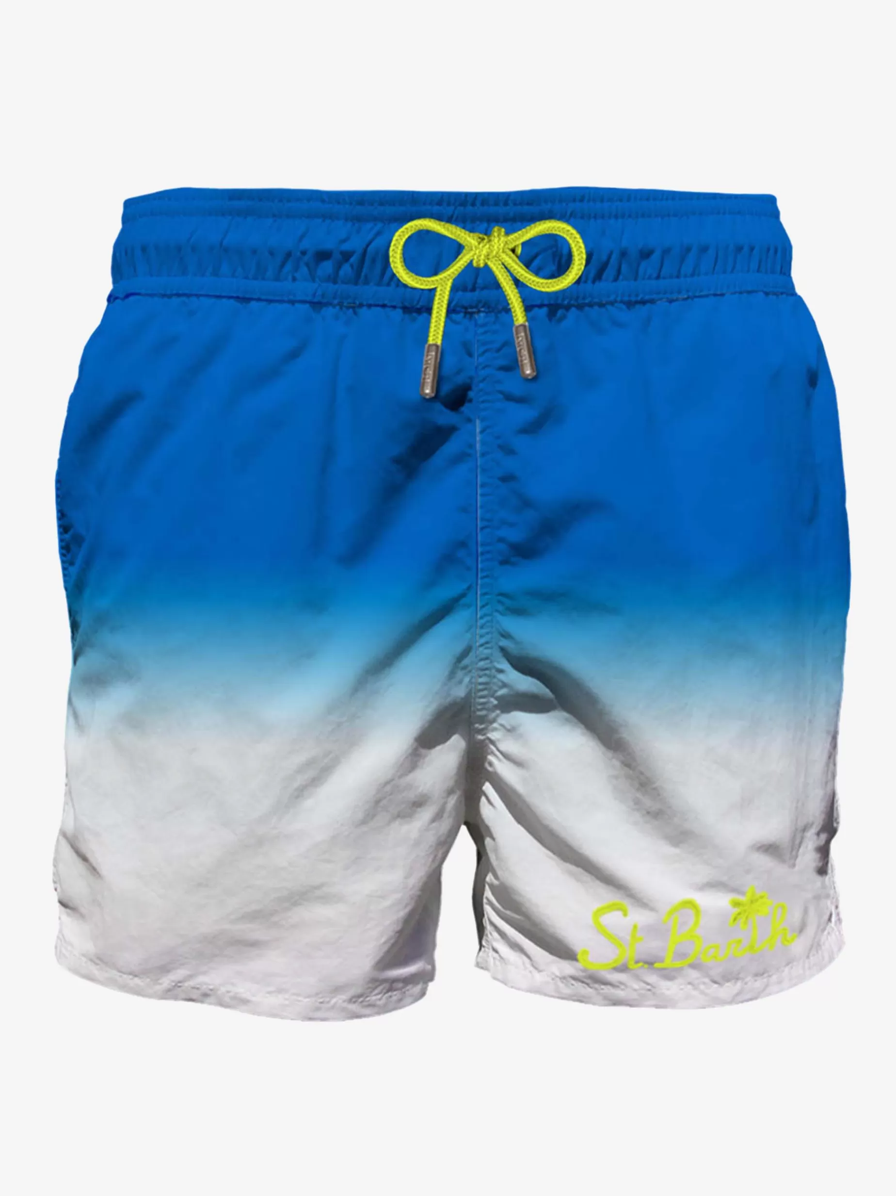 Store Costume da bagno di media lunghezza nei toni del bianco e del blu Uomo Costumi Mare Stampati | Tessuto Mano Pesca
