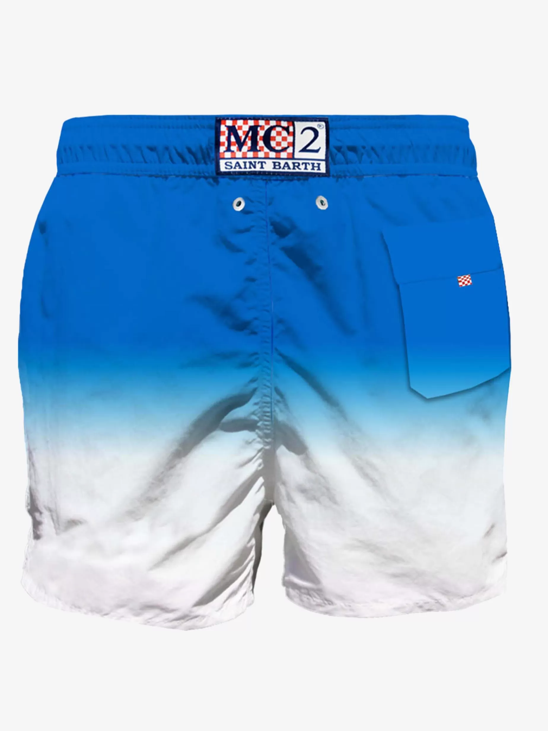 Store Costume da bagno di media lunghezza nei toni del bianco e del blu Uomo Costumi Mare Stampati | Tessuto Mano Pesca