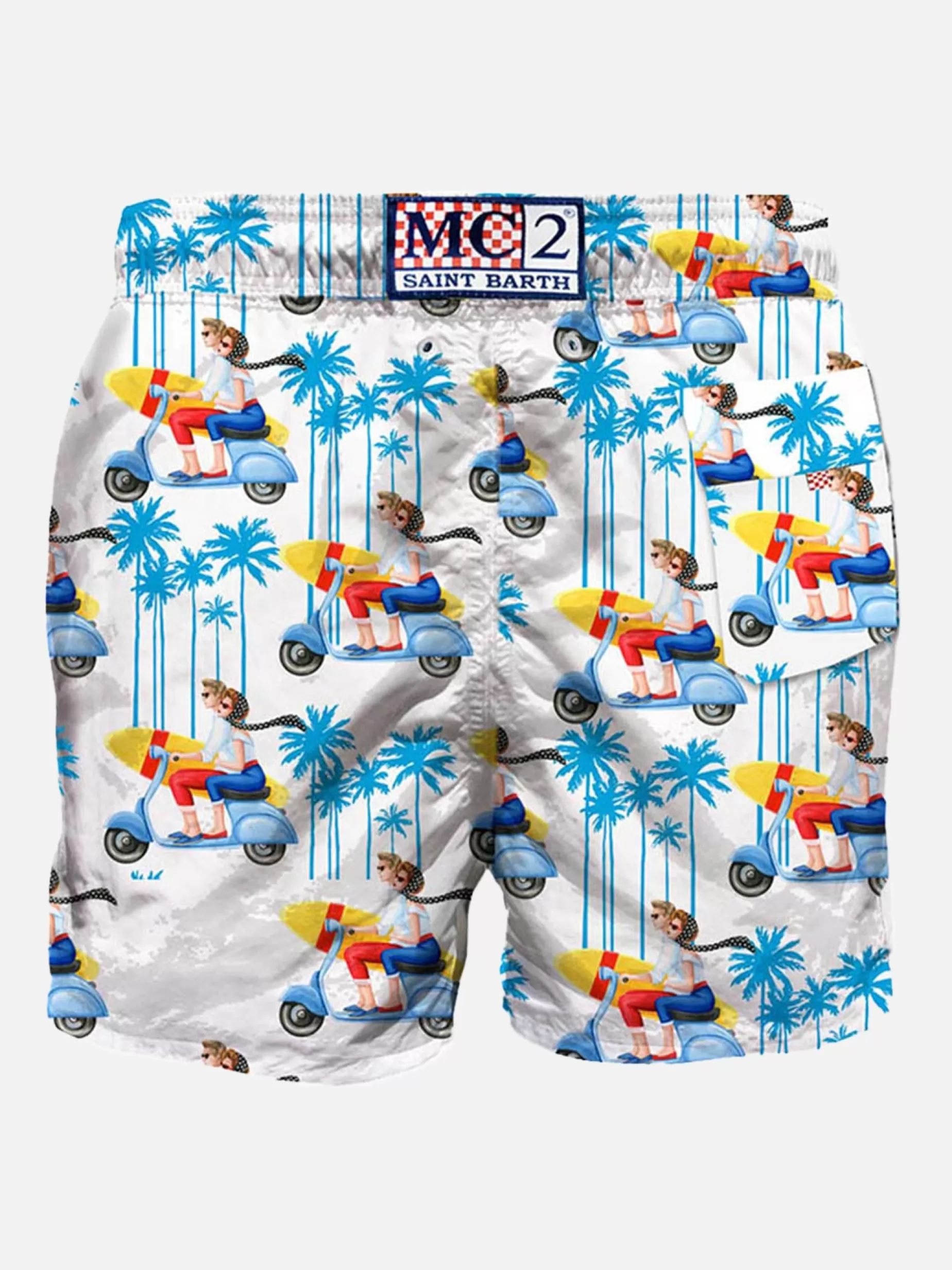 Store Costume da bagno di media lunghezza Oh Vespa®! - Vespa® Special Edition Uomo Costumi Mare Stampati | Tessuto Mano Pesca