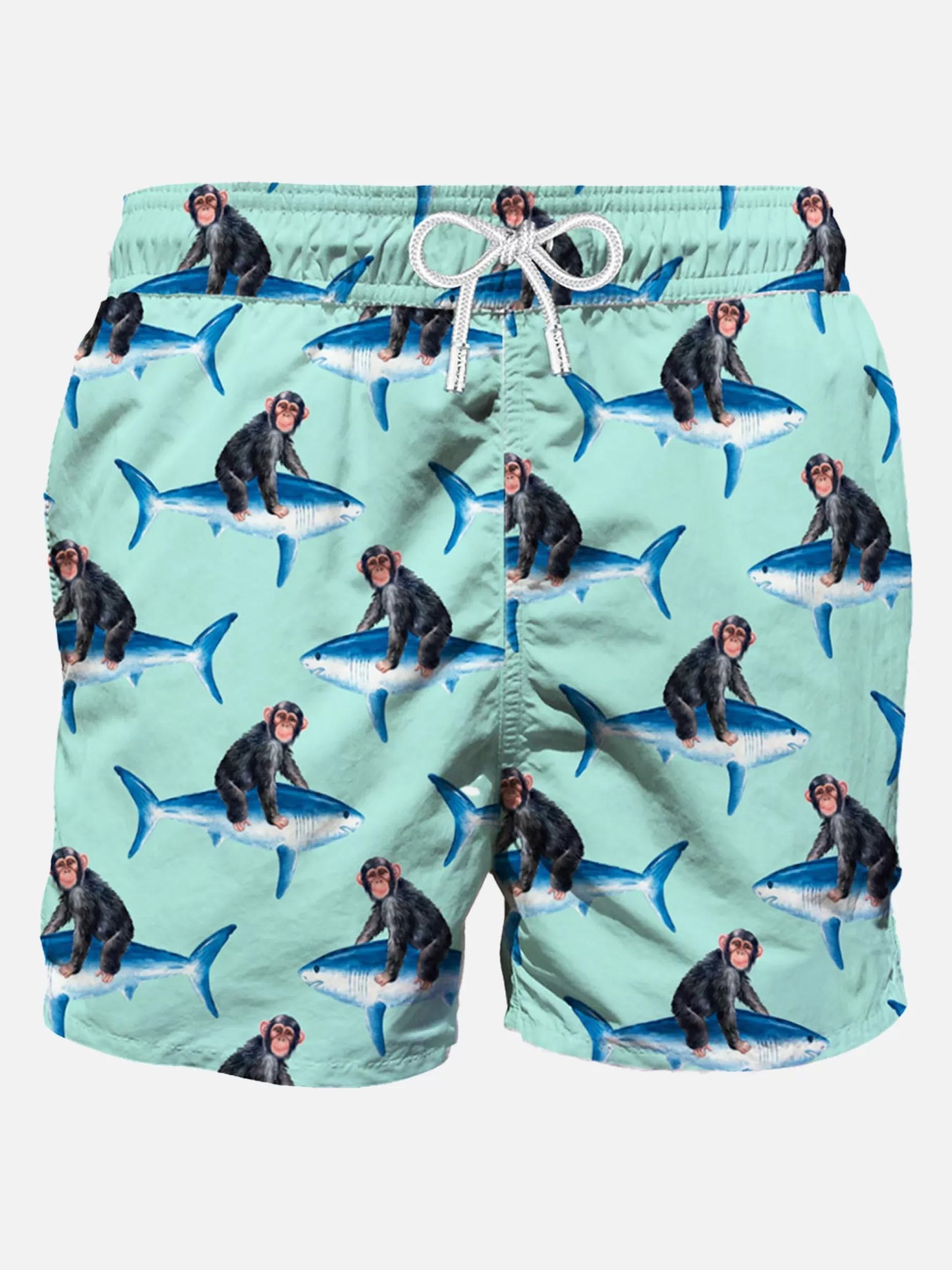 Shop Costume da bagno di media lunghezza stampa di scimmie e squali Uomo Costumi Mare Stampati | Tessuto Mano Pesca