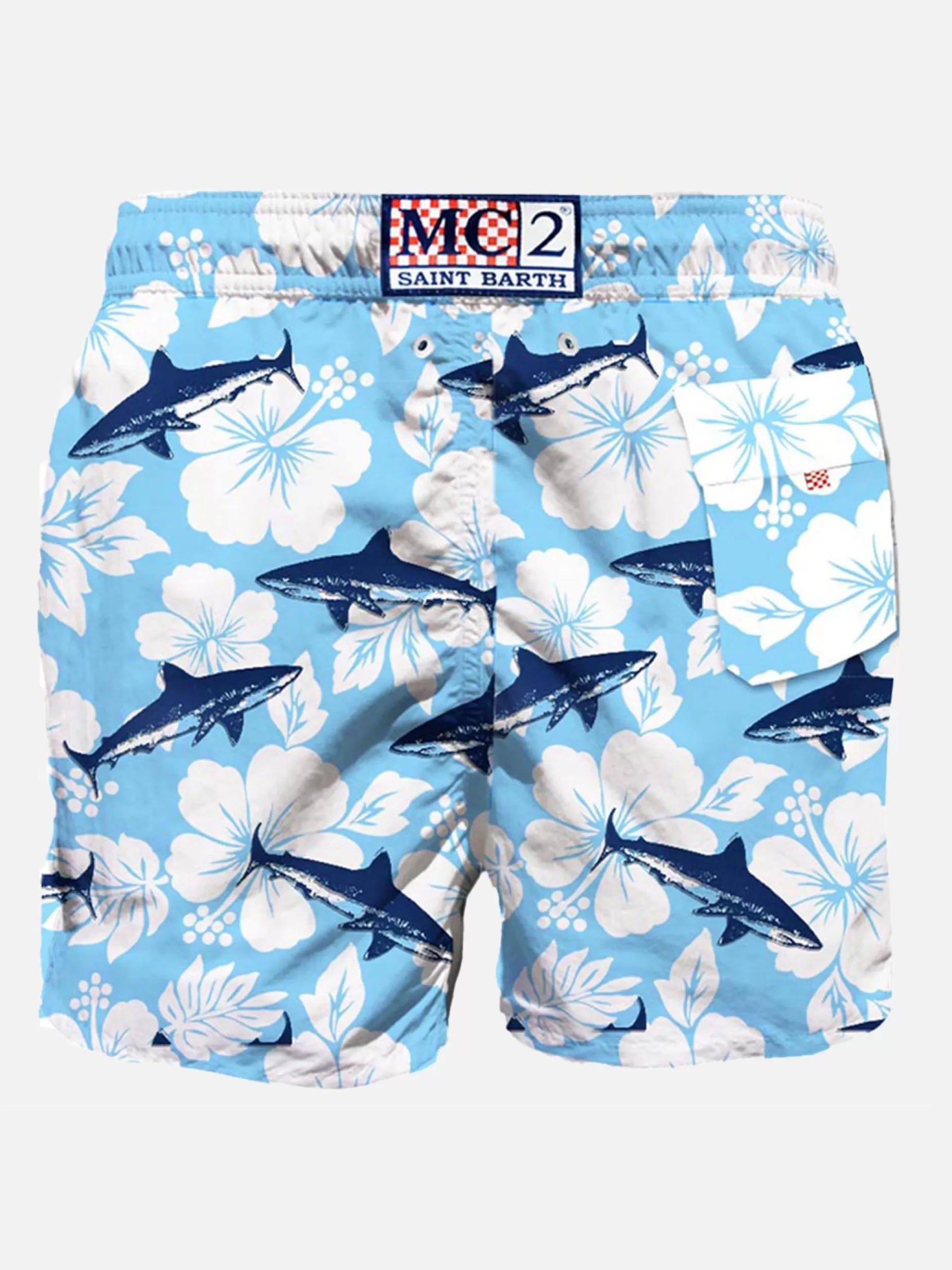 Sale Costume da bagno di media lunghezza stampa squali in velluto Uomo Costumi Mare Stampati | Tessuto Mano Pesca