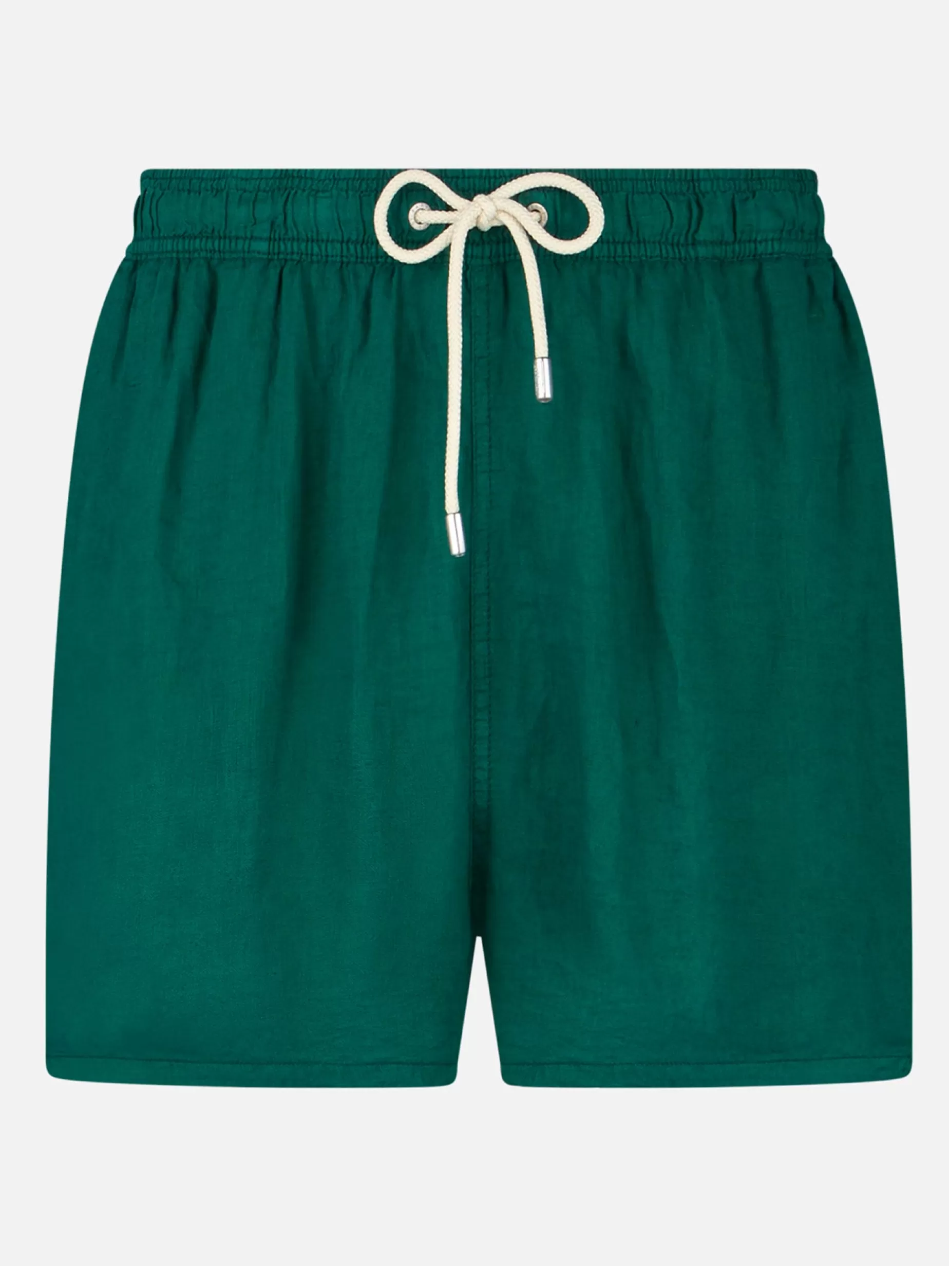 Store Costume da bagno in lino tinta unita verde di media lunghezza Uomo Costumi Mare Tinta Unita | Tessuto Mano Pesca