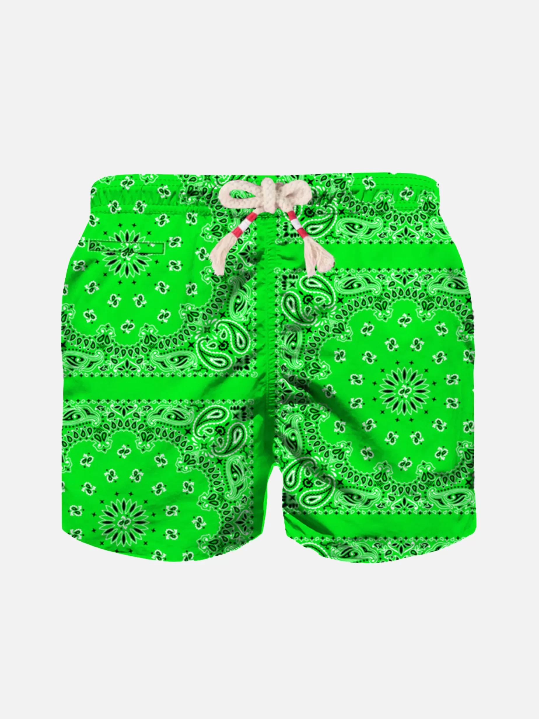 Store Costume da bambino verde fluo con stampa bandana Bambino Costumi Mare Stampati | Beachwear