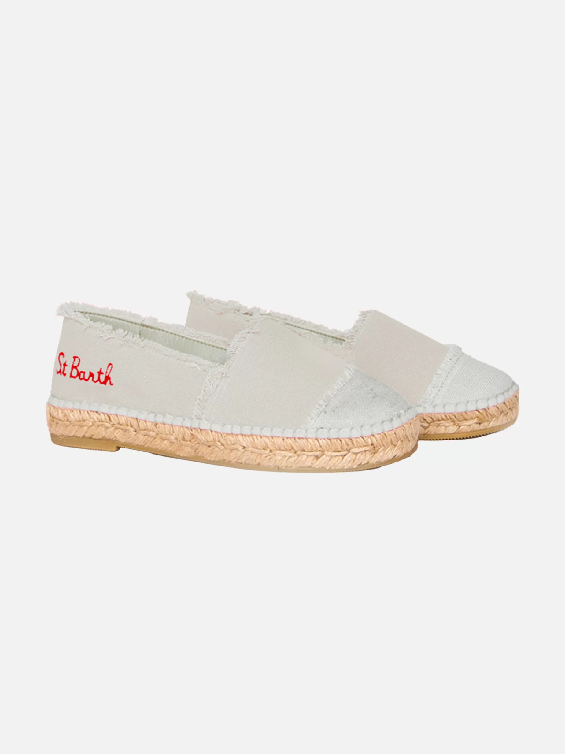 Online Espadrillas beige in tela con ricami Donna Calzature