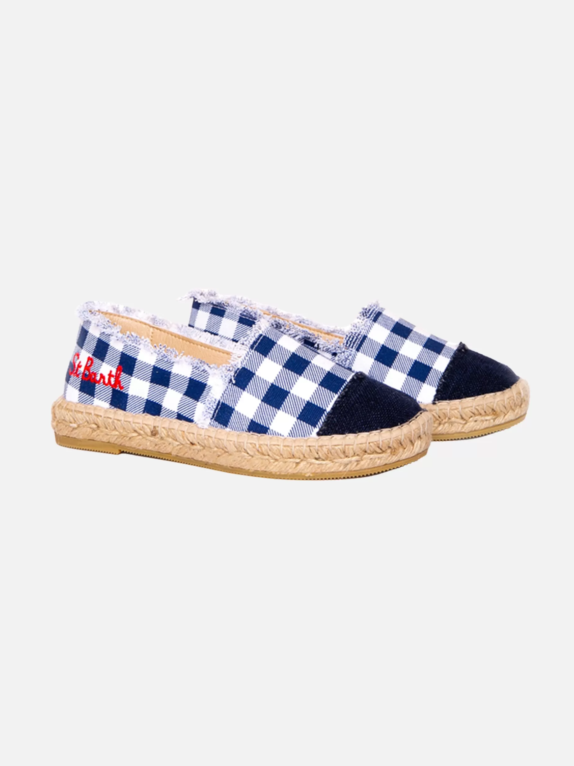 New Espadrillas in canvas stampa vichy con ricamo Donna Calzature