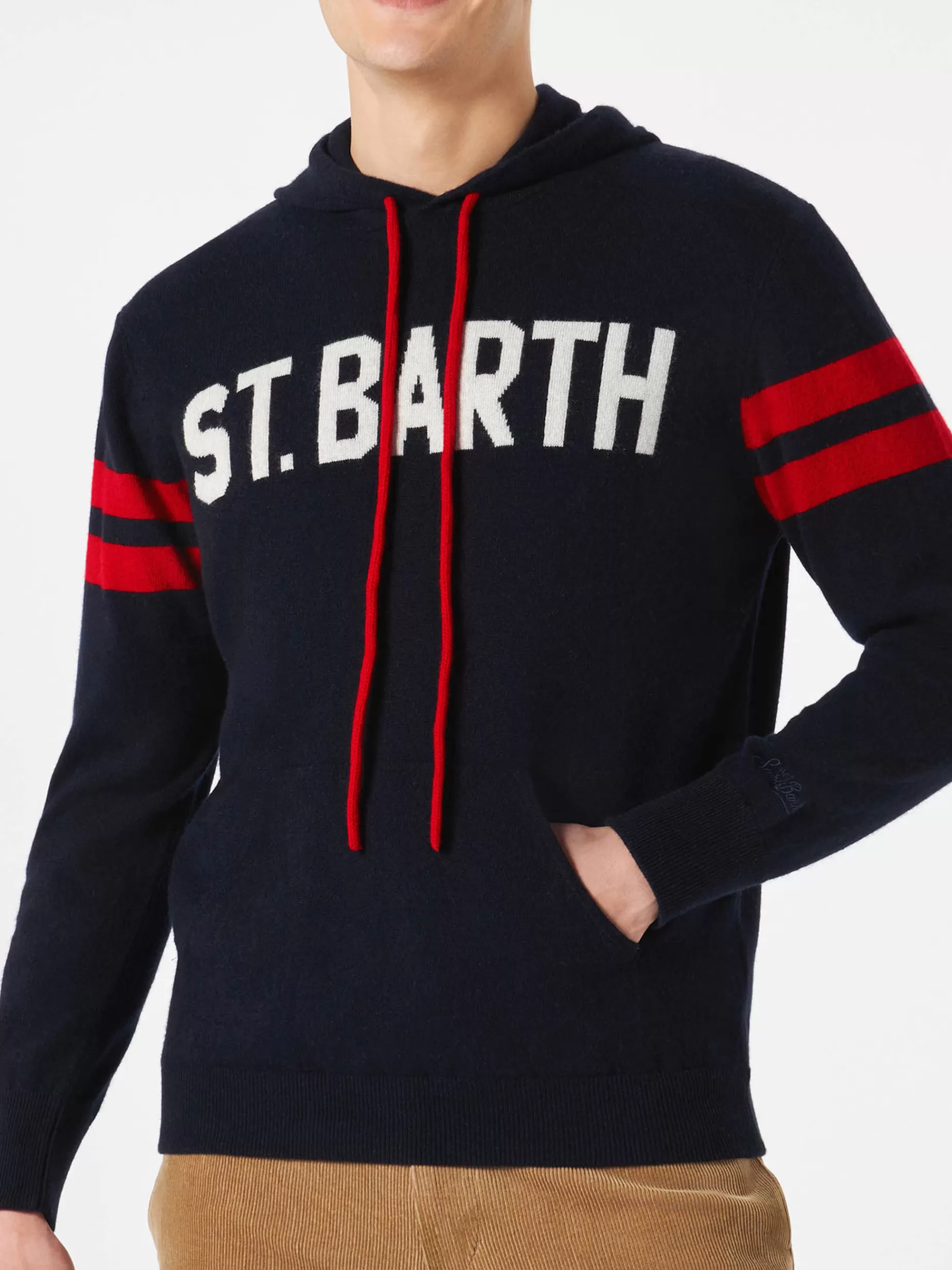 Best Sale Felpa con cappuccio in maglia con stampa St. Barth Uomo Maglieria