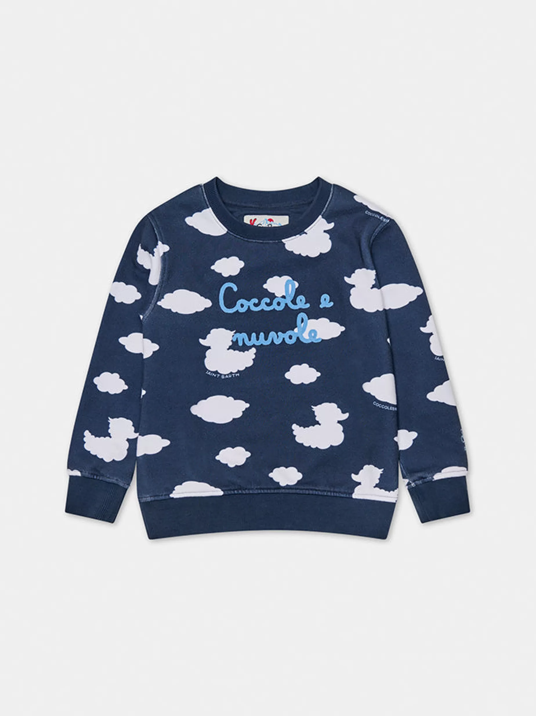 Best Felpa da bambino girocollo blu con ricamo Coccole e nuvole | EDIZIONE SPECIALE COCCOLEBIMBI Bambino Felpe | Felpe