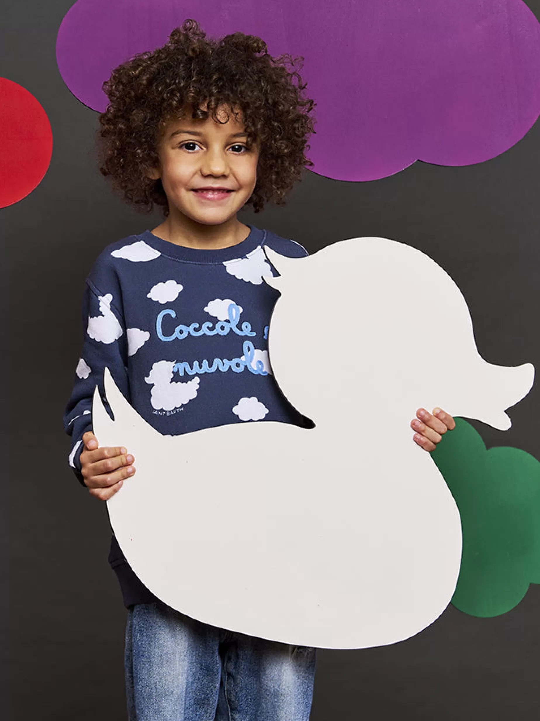 Best Felpa da bambino girocollo blu con ricamo Coccole e nuvole | EDIZIONE SPECIALE COCCOLEBIMBI Bambino Felpe | Felpe