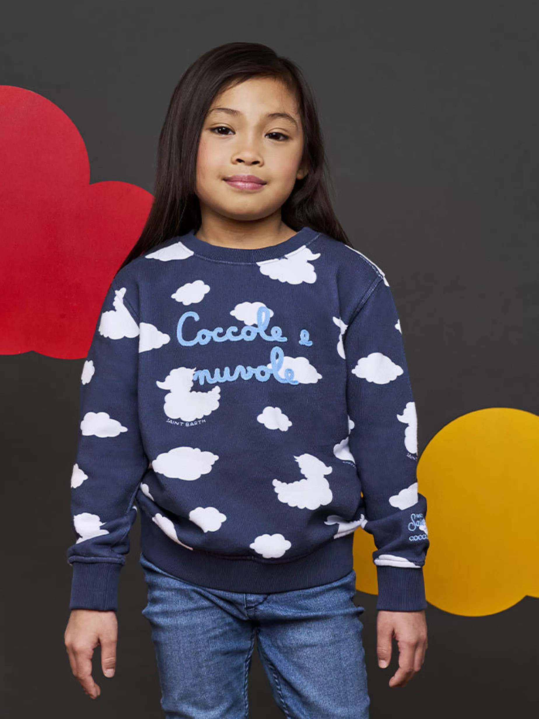 Best Felpa da bambino girocollo blu con ricamo Coccole e nuvole | EDIZIONE SPECIALE COCCOLEBIMBI Bambino Felpe | Felpe