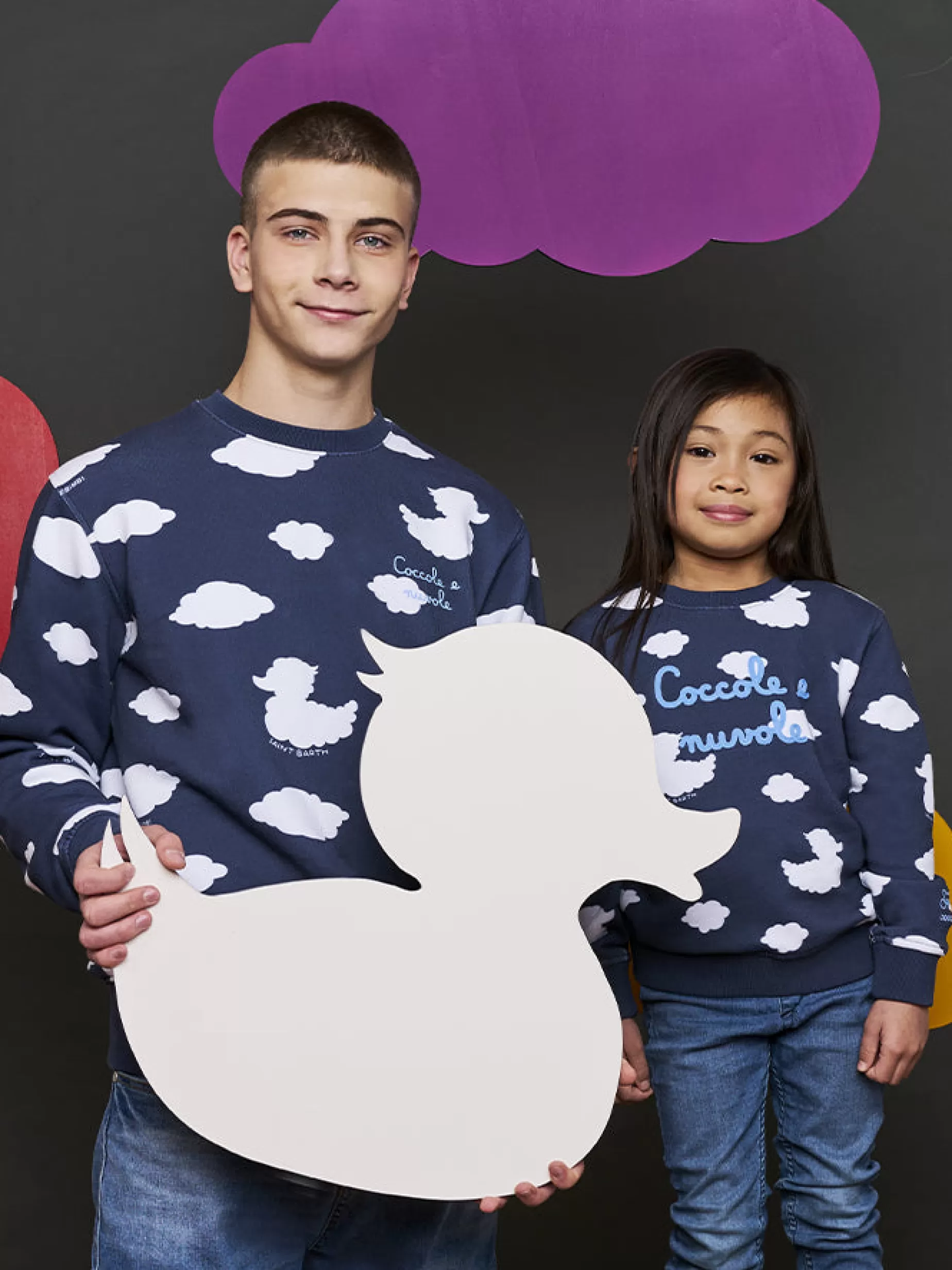 Best Felpa da bambino girocollo blu con ricamo Coccole e nuvole | EDIZIONE SPECIALE COCCOLEBIMBI Bambino Felpe | Felpe