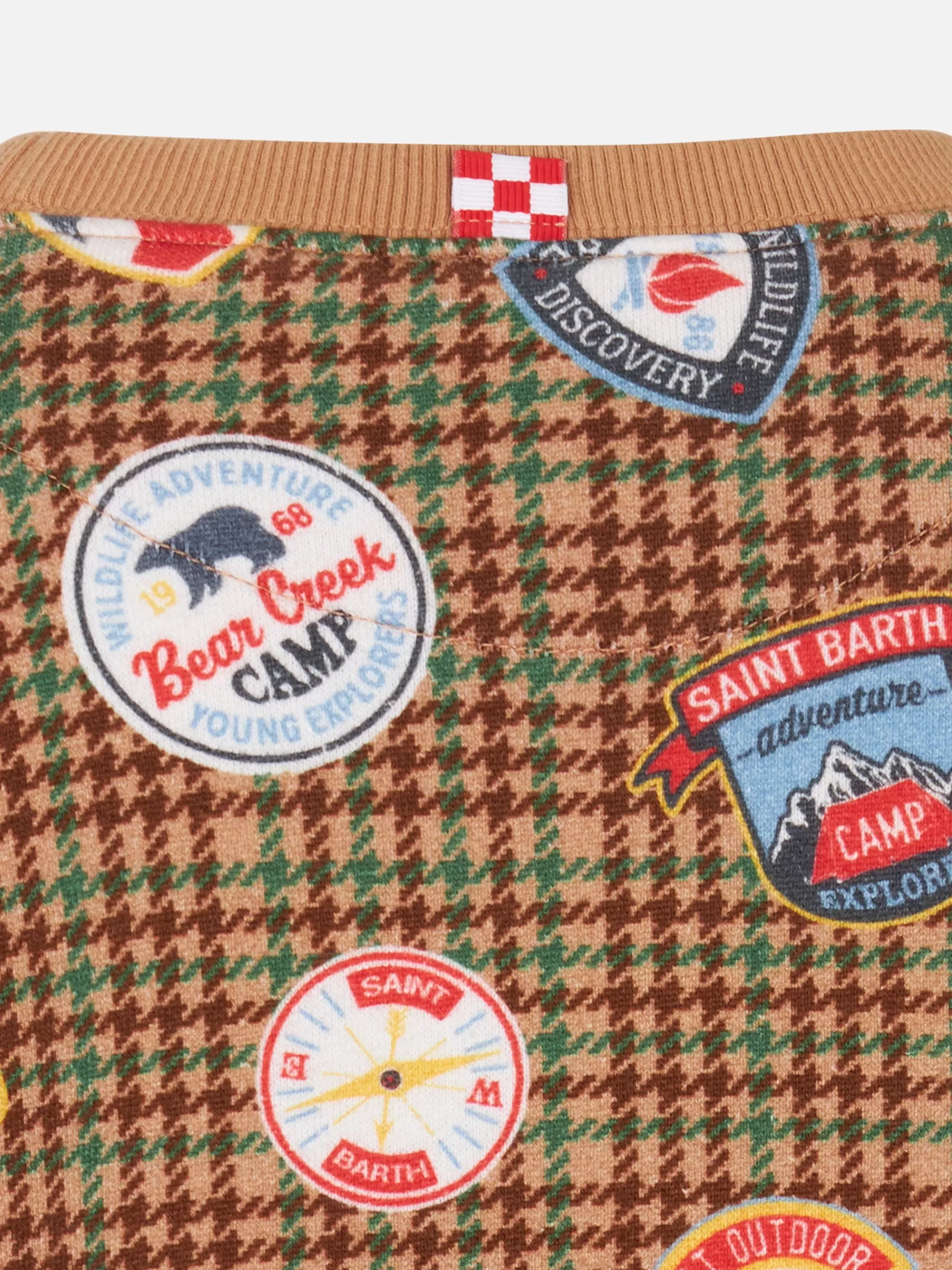 Clearance Felpa da bambino girocollo con patch e stampa pied de poule Bambino Felpe