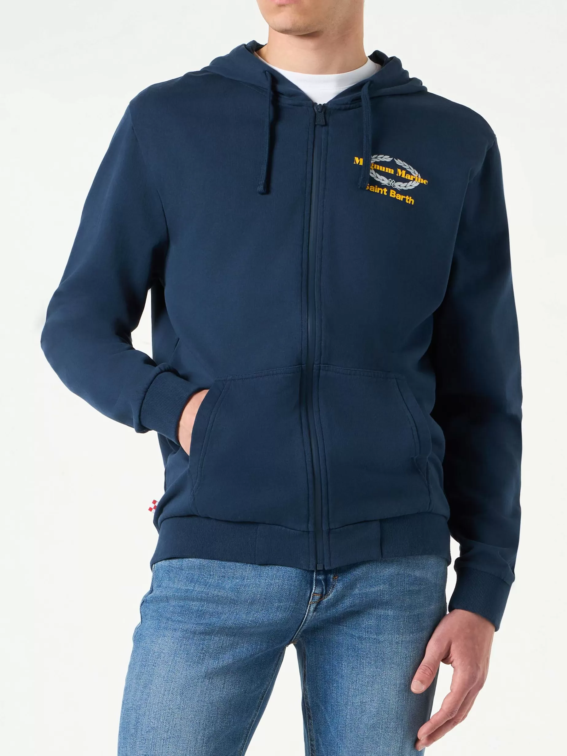 Best Felpa in cotone blu con cappuccio con ricamo Magnum Marine Saint Barth | EDIZIONE SPECIALE MAGNUM MARINE Uomo Felpe