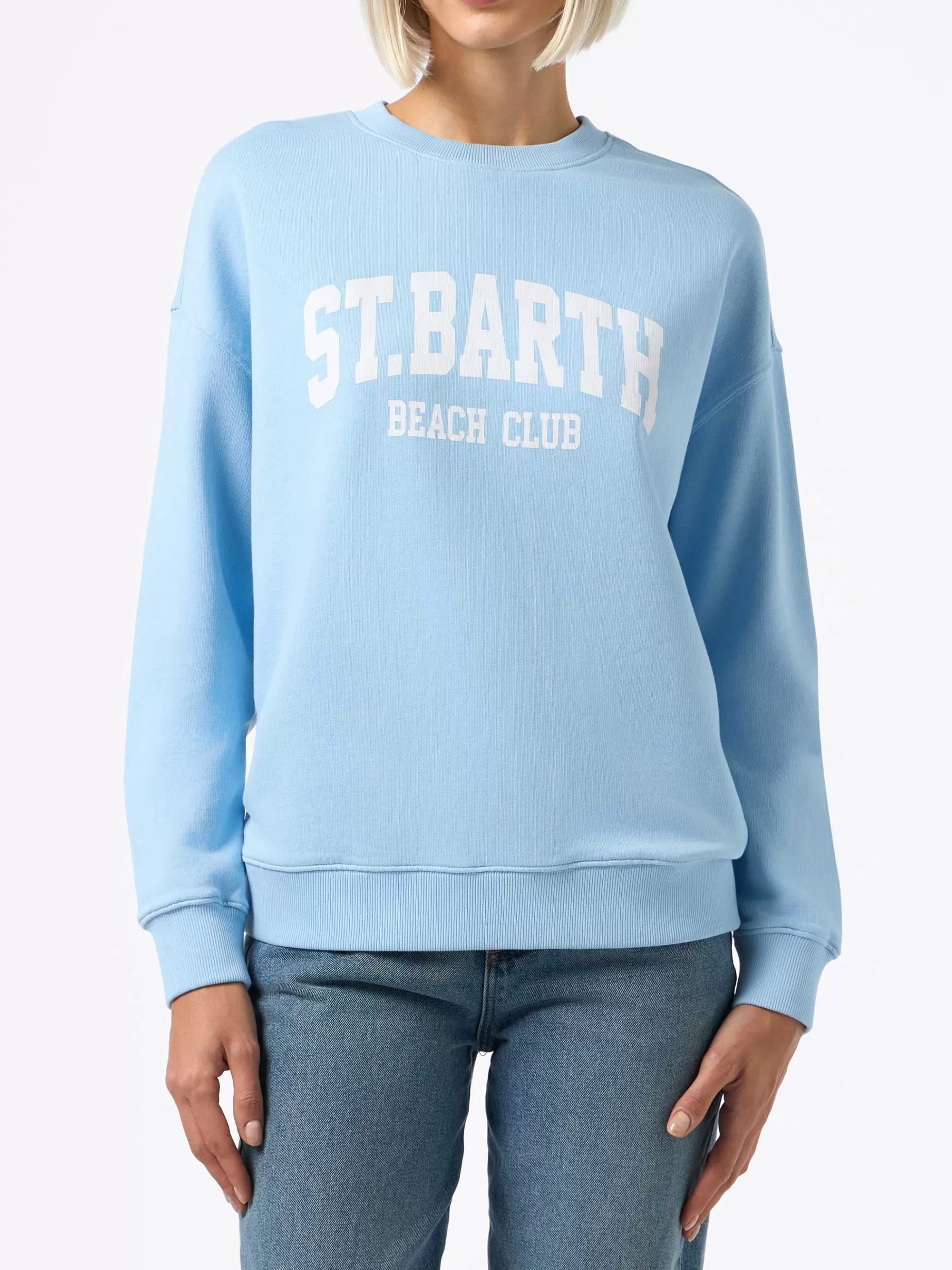 Cheap Felpa Stardust azzurra con stampa "St Barth beach club" Donna Felpe