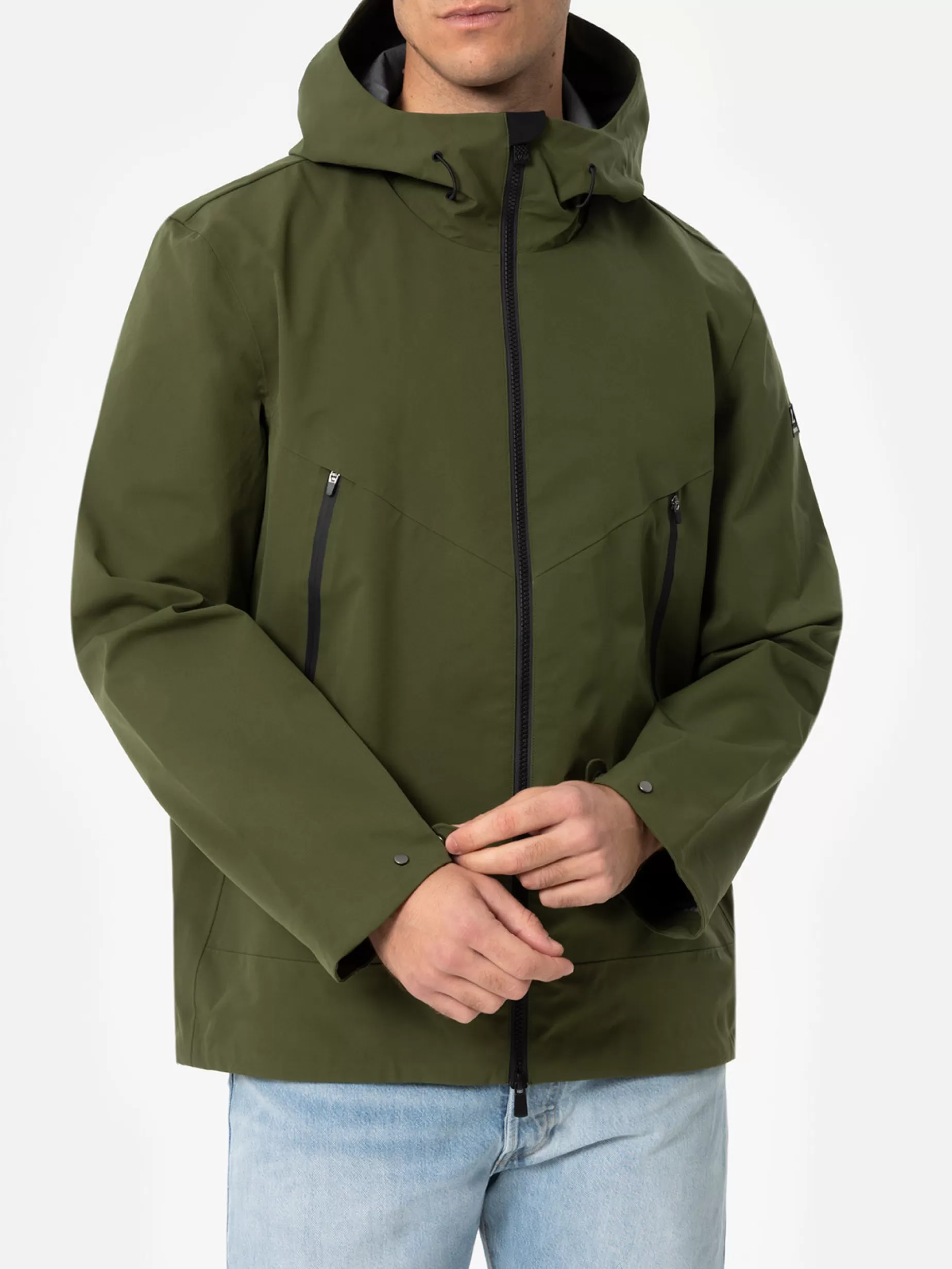 Best Sale Giacca con cappuccio verde militare da uomo a 3 strati Parson Uomo Capispalla