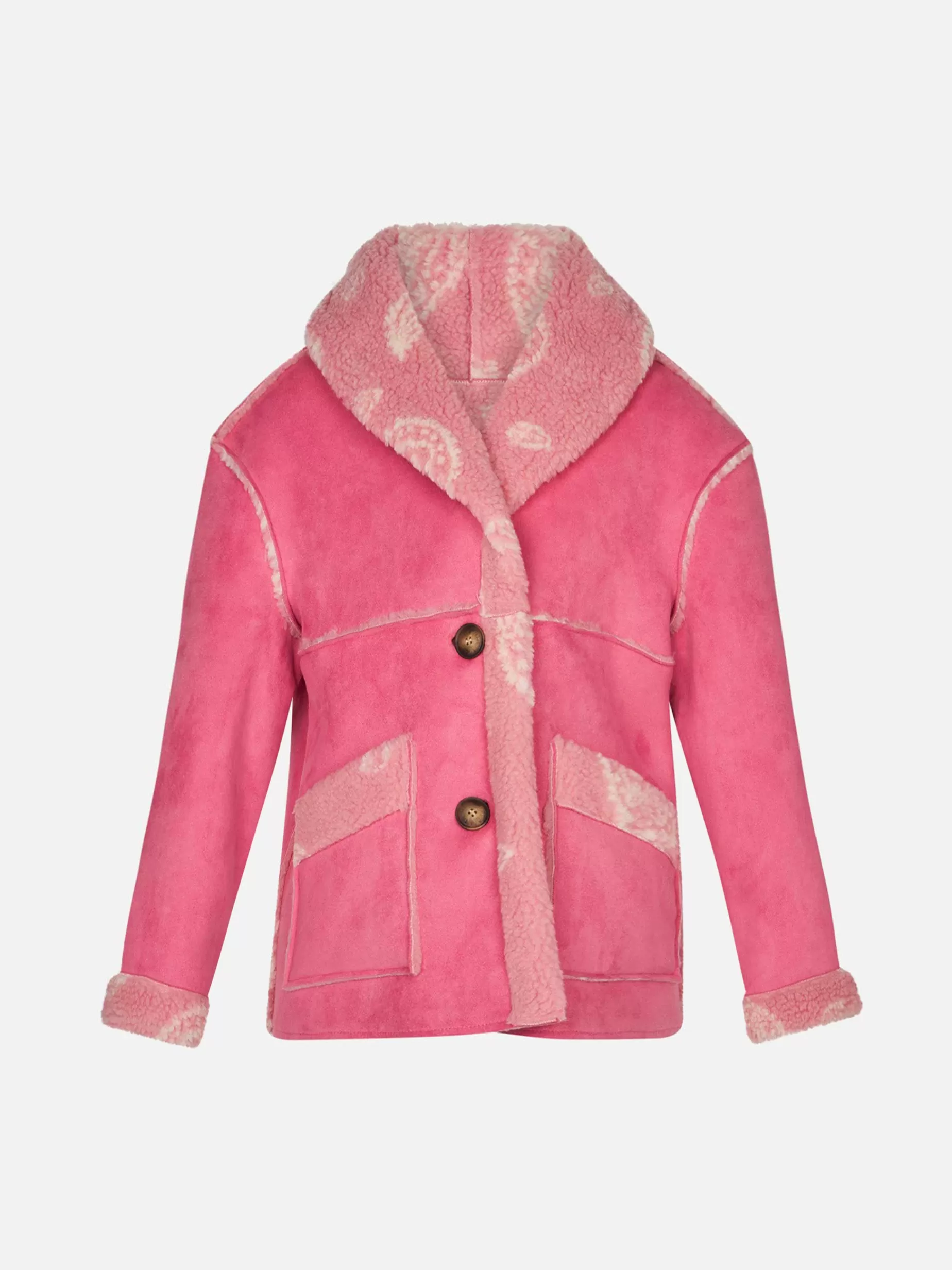 Sale Giubbotto da bambina in shearling con stampa paisley Capispalla