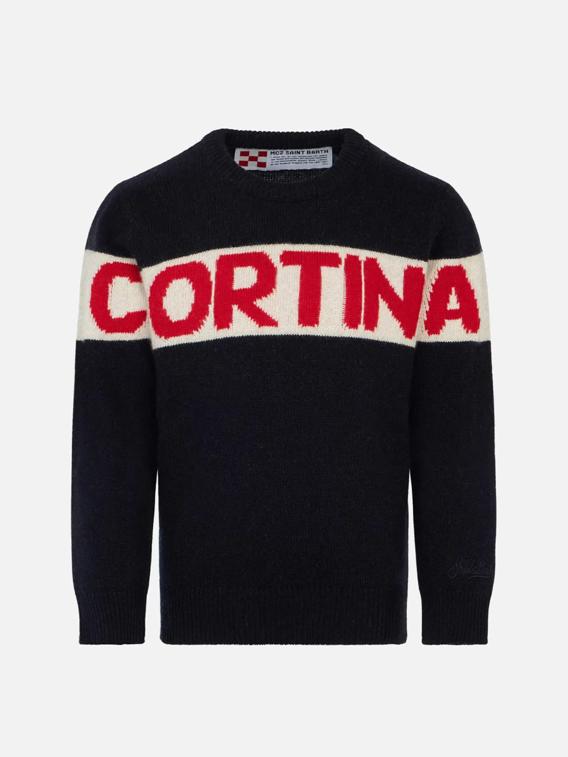 New Maglia da bambino blu grafica Cortina rossa Bambino Maglieria