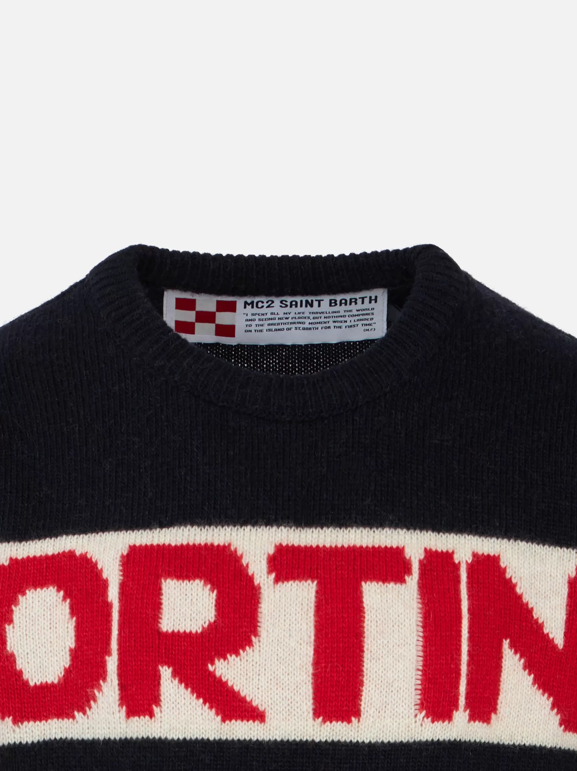 New Maglia da bambino blu grafica Cortina rossa Bambino Maglieria
