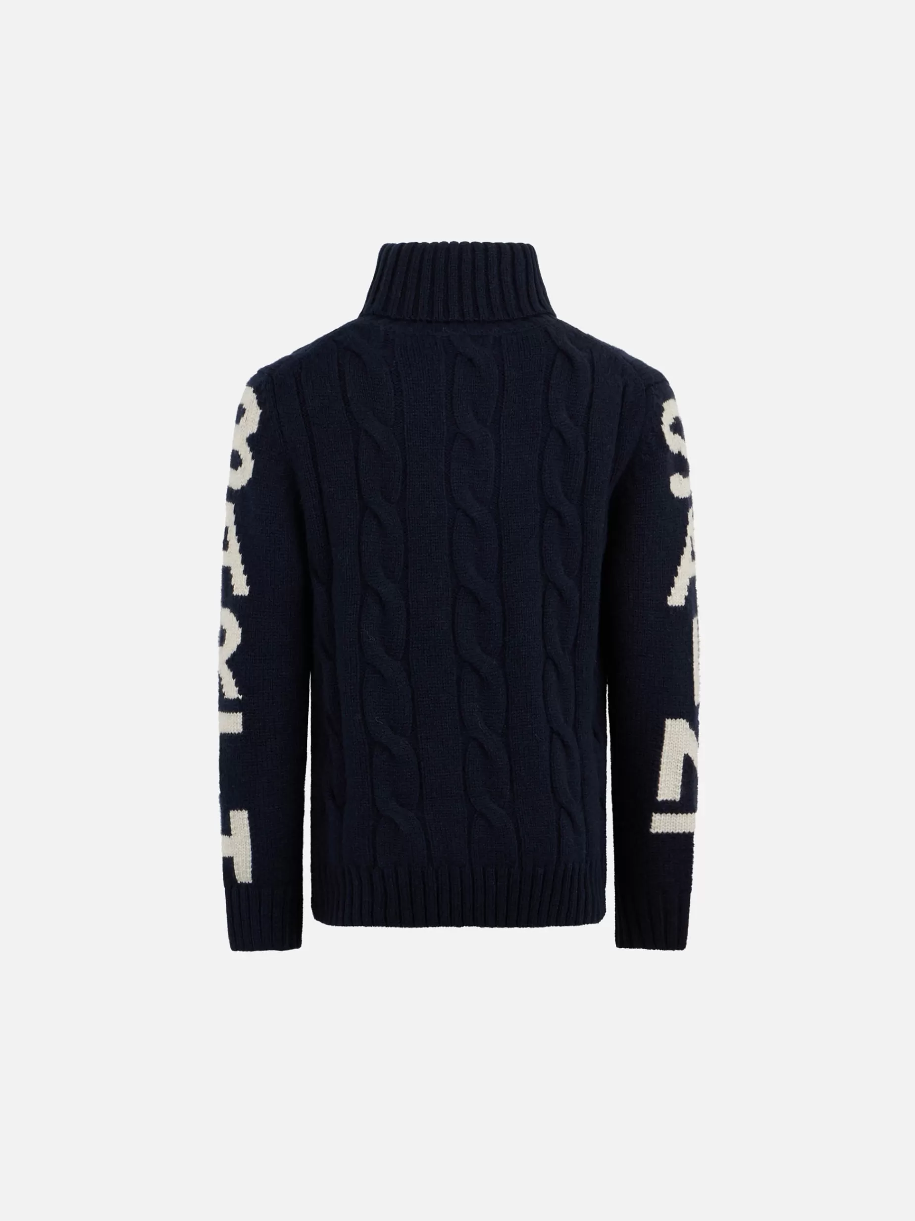 Fashion Maglia da bambino blu intrecciata a collo alto pesante Bambino Maglieria