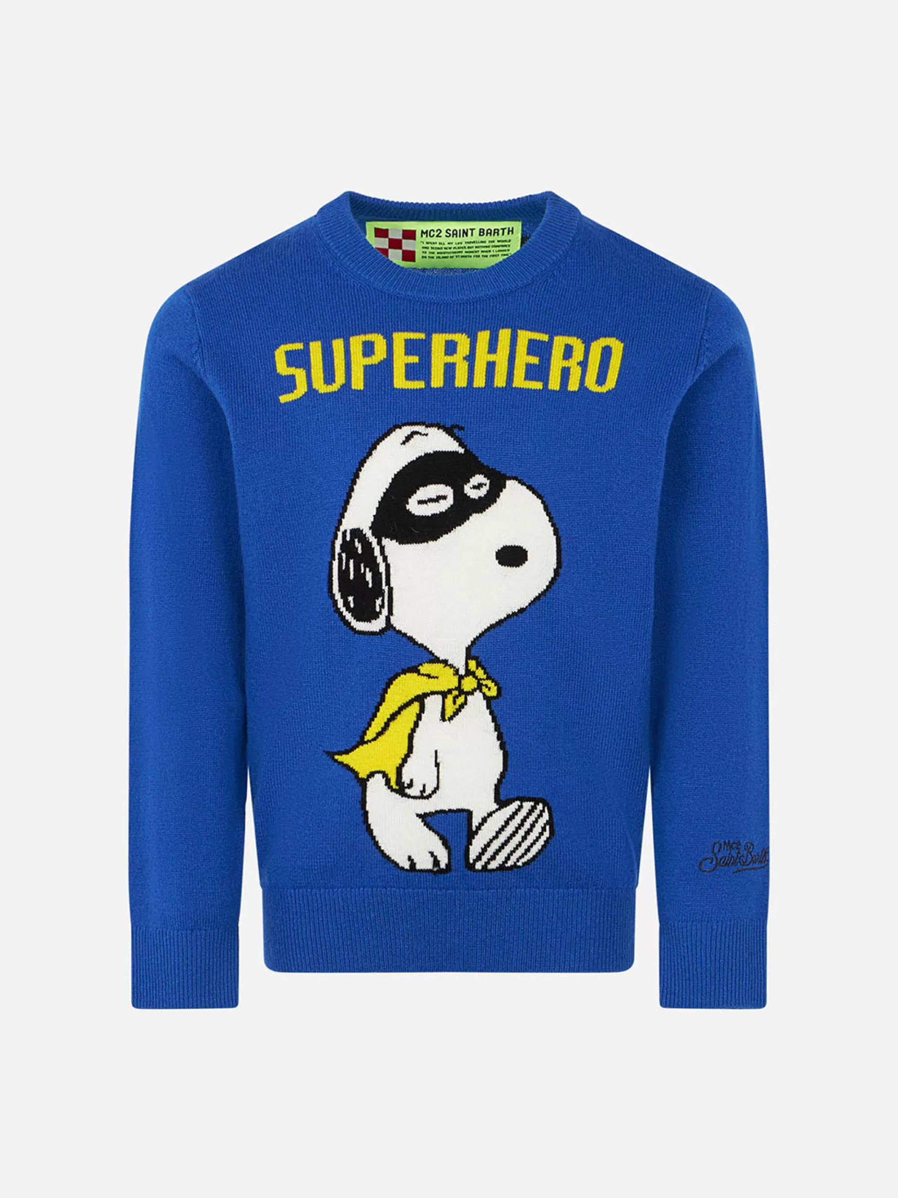 Fashion Maglia da bambino blu stampa Snoopy Superhero | SNOOPY - EDIZIONE SPECIALE PEANUTS™ Bambino Maglieria | Maglieria