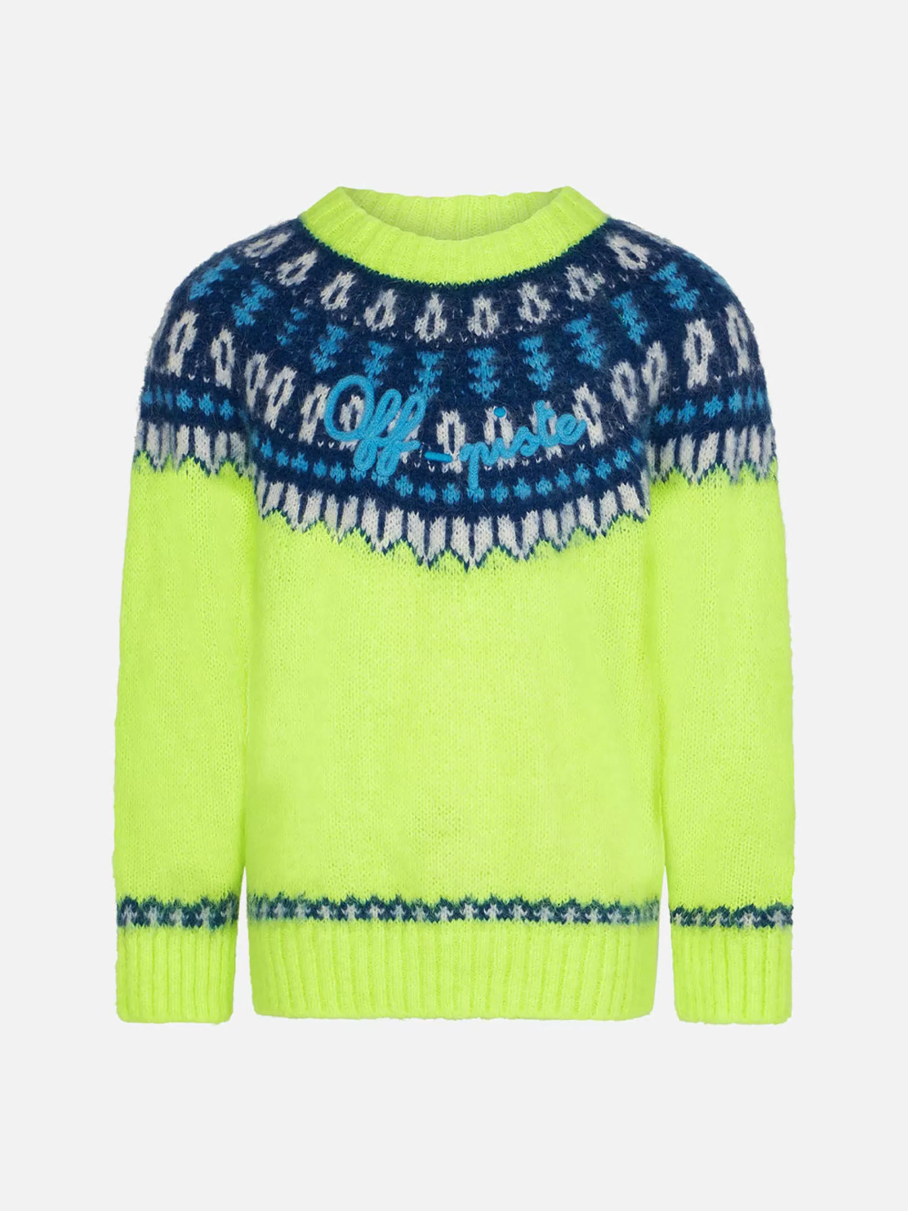 New Maglia da bambino giallo fluo con jacquard islandese Bambino Maglieria