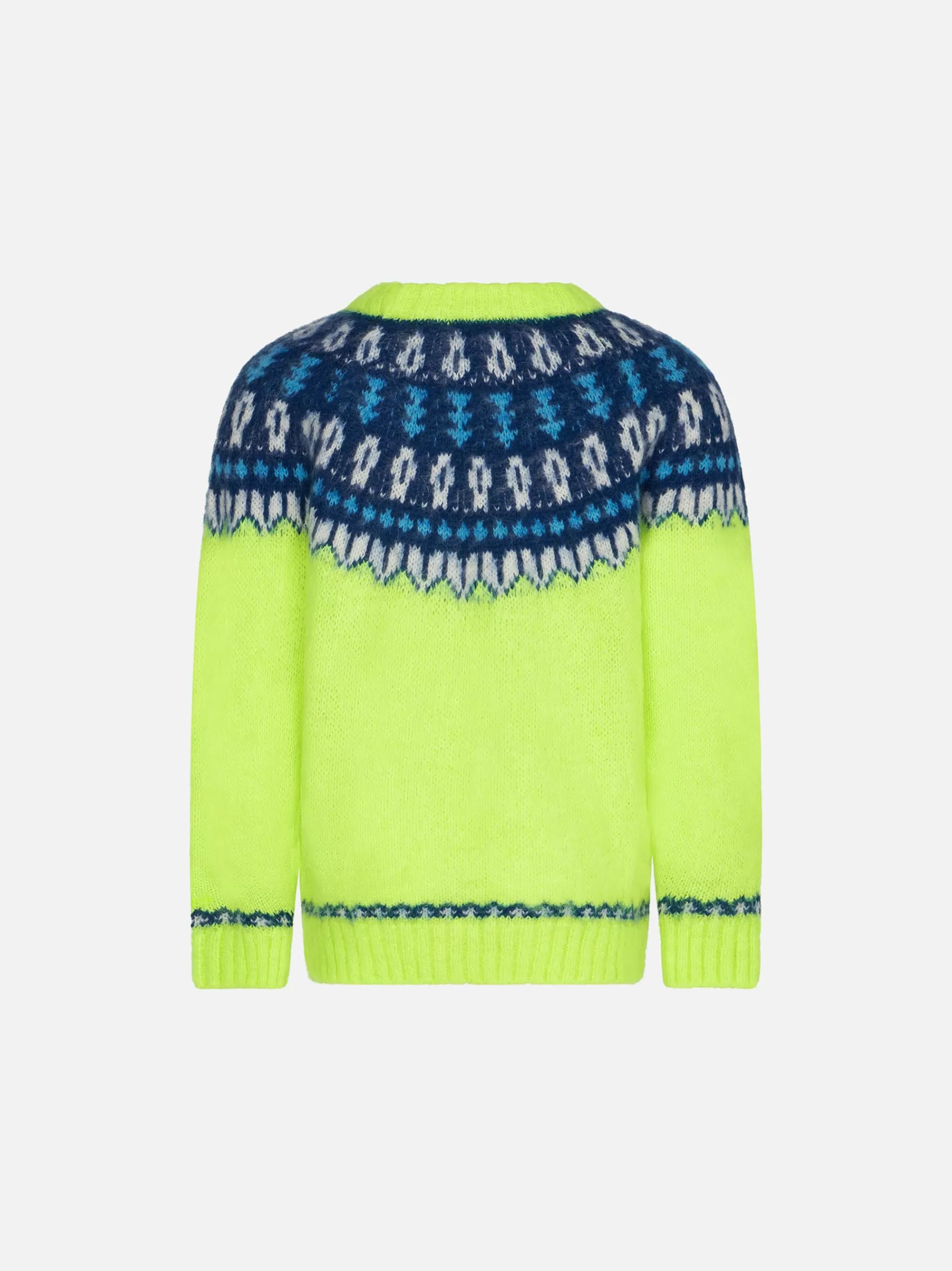New Maglia da bambino giallo fluo con jacquard islandese Bambino Maglieria