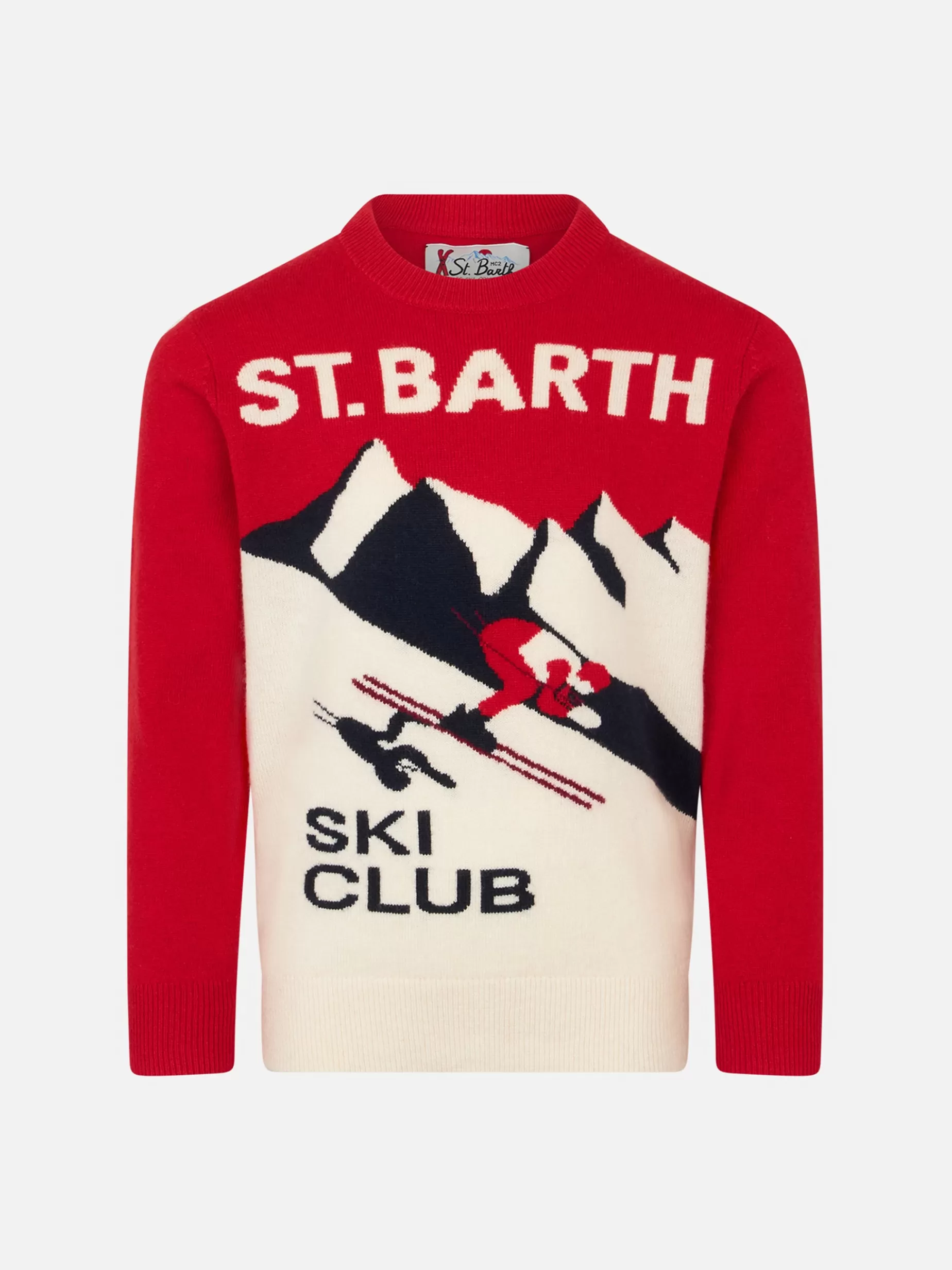 New Maglia da bambino girocollo con stampa jacquard cartolina St. Barth Ski Club Bambino Maglieria | Maglieria