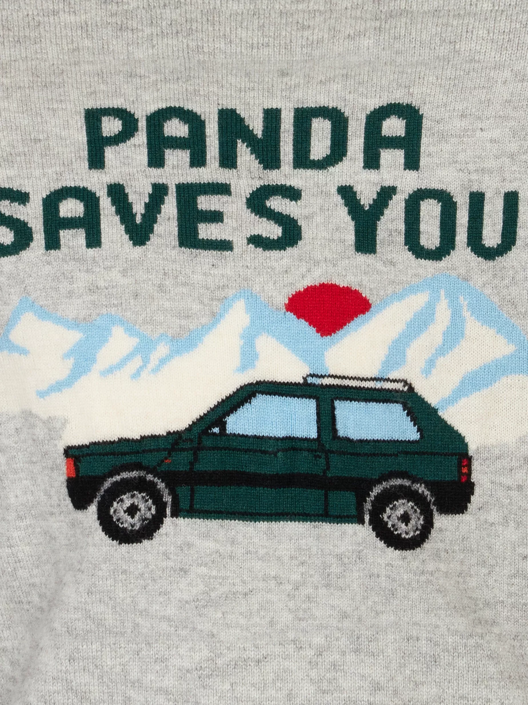 Best Sale Maglia da bambino girocollo con stampa jacquard Panda saves you Bambino Maglieria