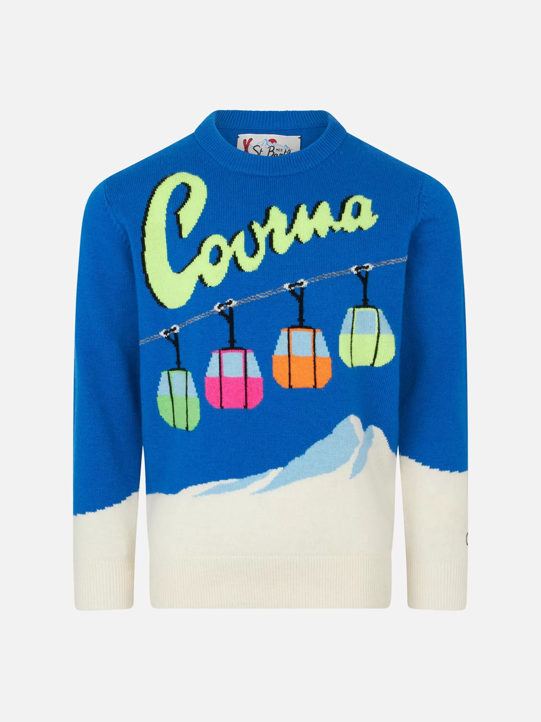 Cheap Maglia da bambino girocollo con stampa jacquard postcard Courma Cable Bambino Maglieria | Maglieria
