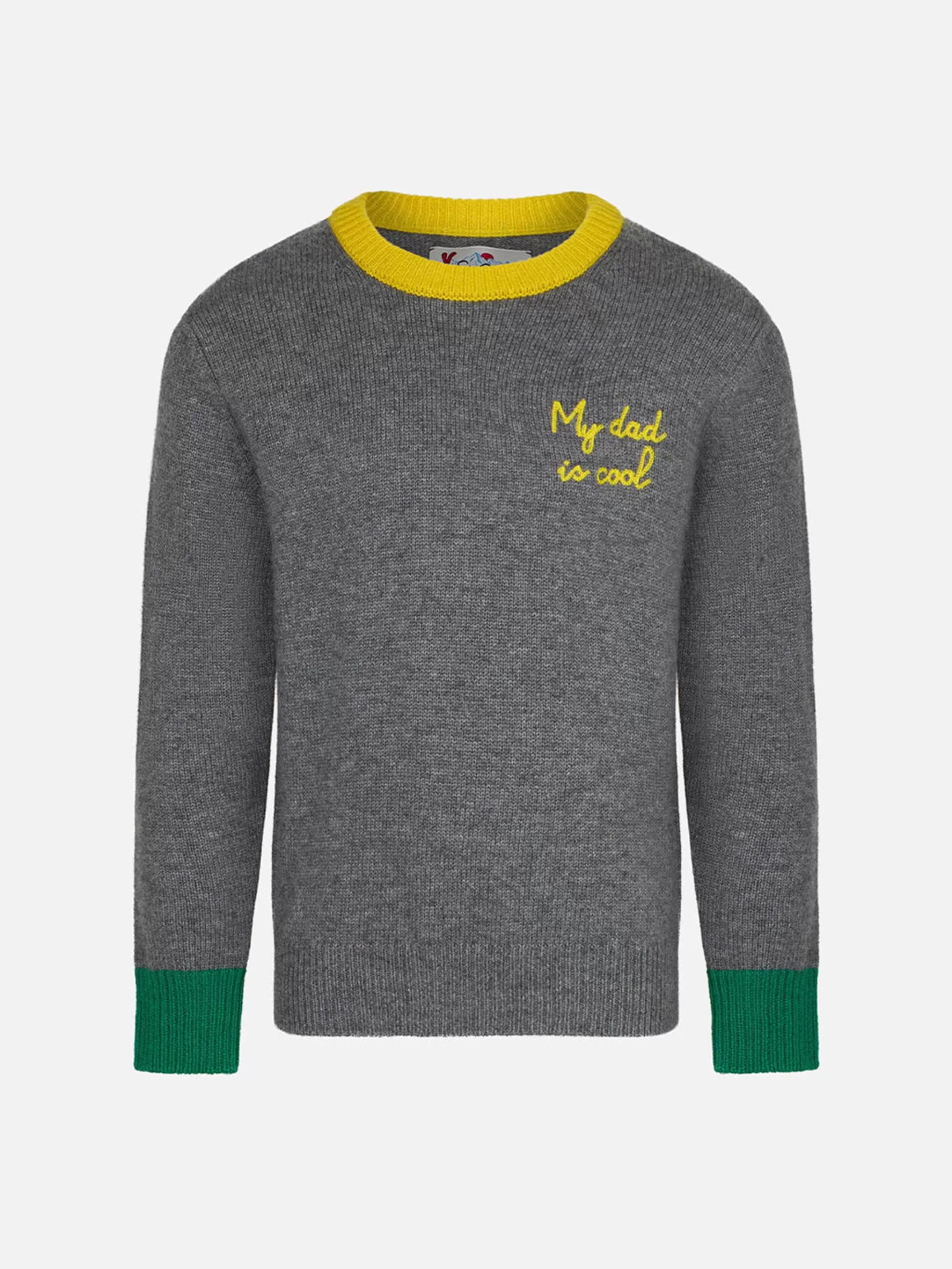 Online Maglia da bambino grigia girocollo con ricamo Bambino Maglieria