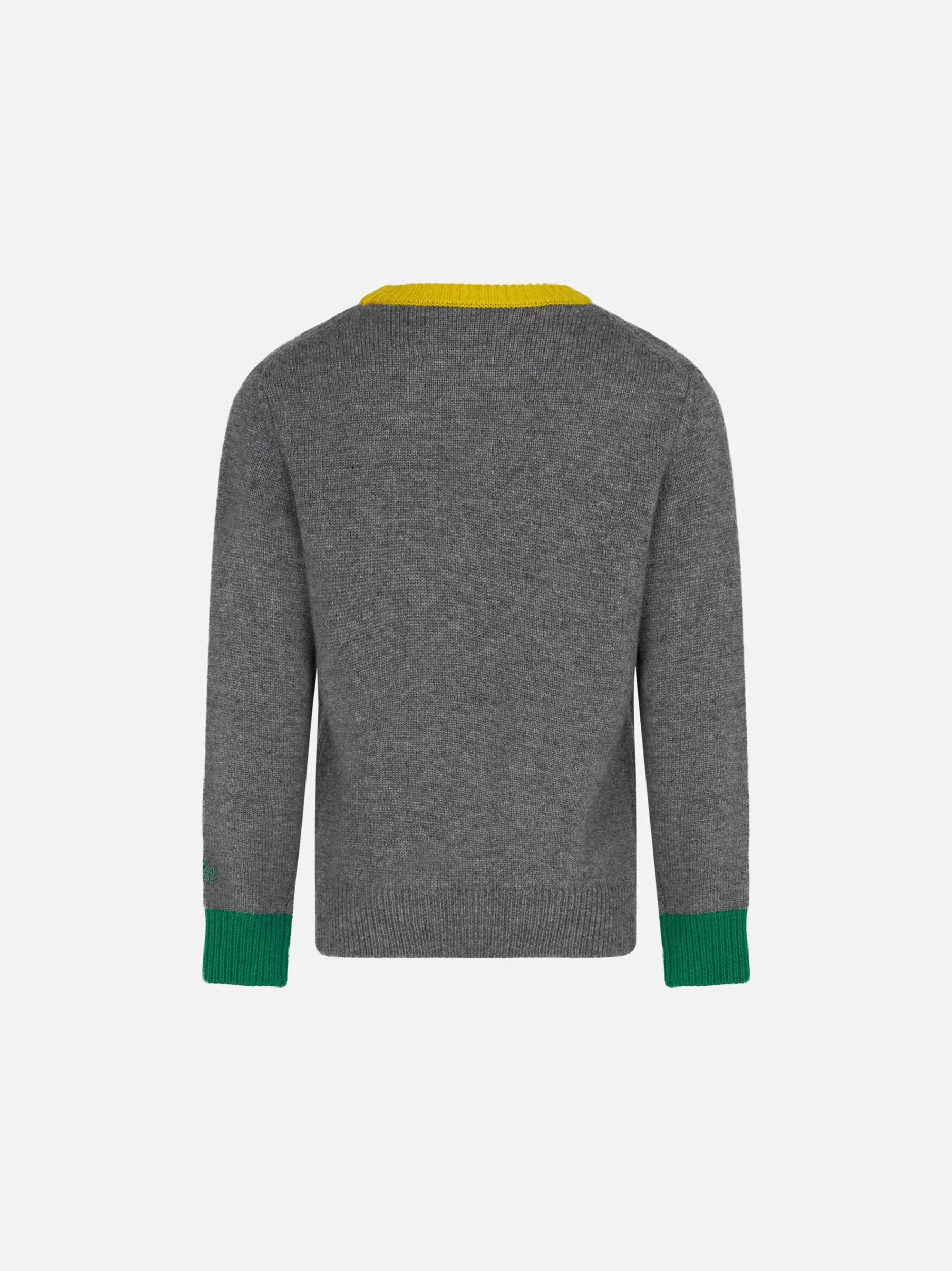 Online Maglia da bambino grigia girocollo con ricamo Bambino Maglieria